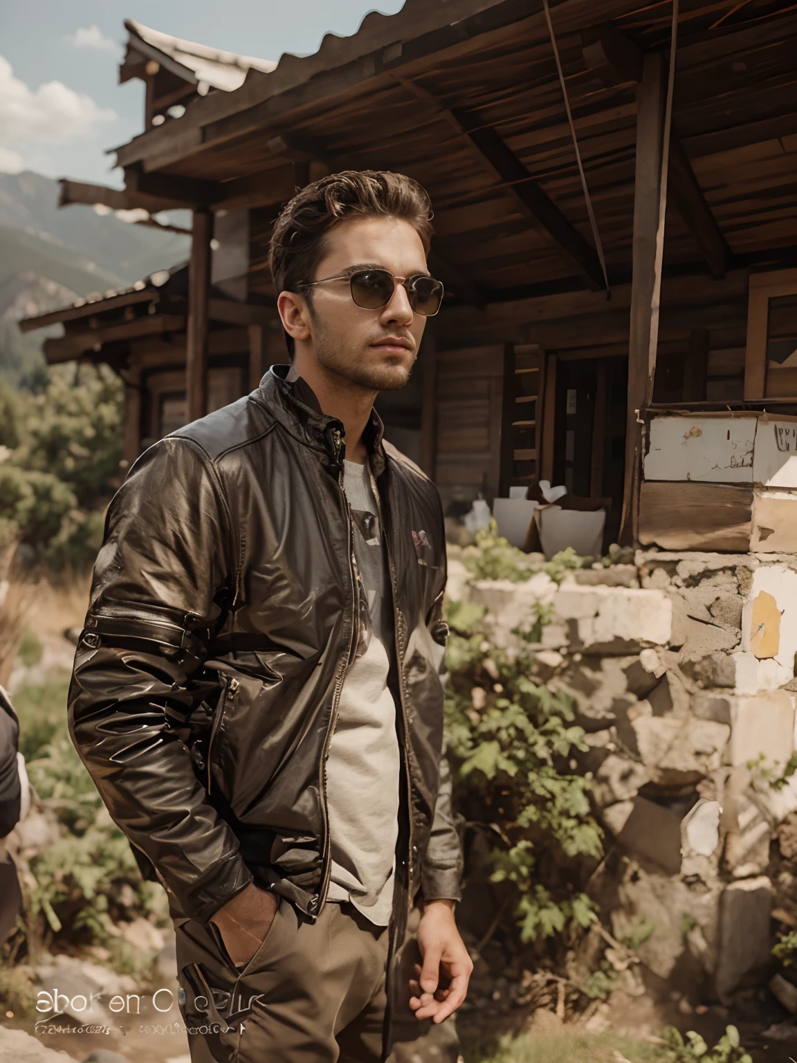 A handsome boy, realistic background, mountain view,realistic face, change clothes,8k quality