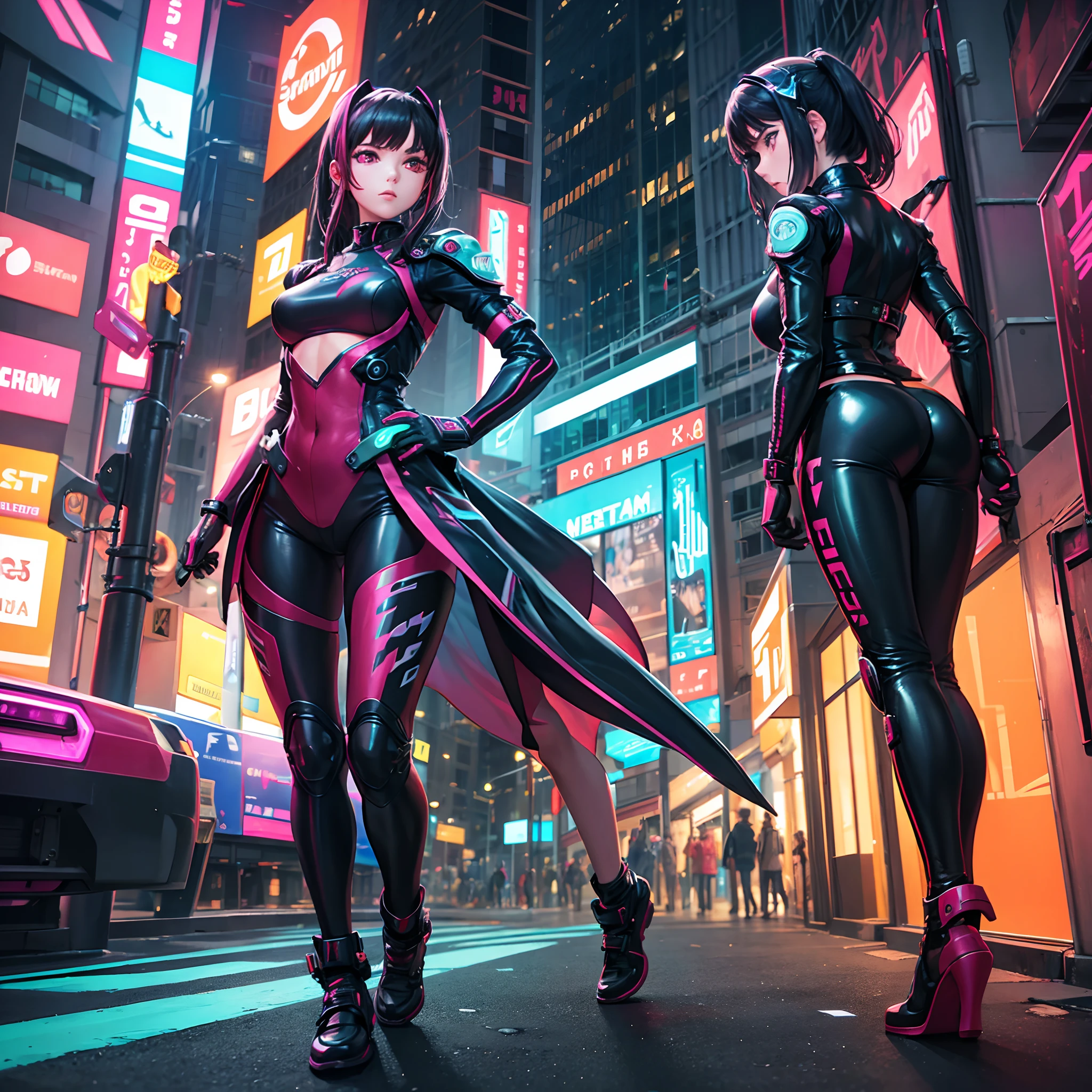 leticia warframe a very beautiful attractive slender woman, short black hair pompadour Elvis style, with dark eyes, red futuristic costume with aerodynamic bronze details, background a shopping mall 1999 warframe