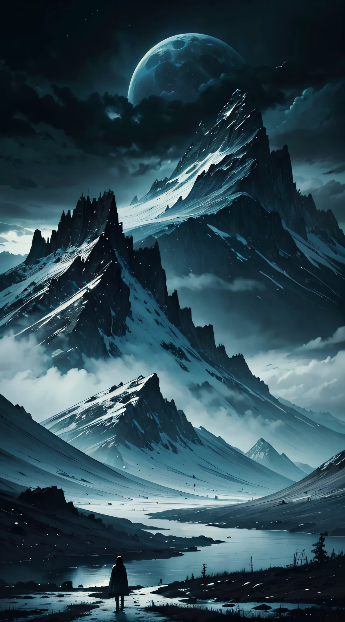 hopeless landscape, dark art, beautiful landscape, masterpiece, tundra, dark sky