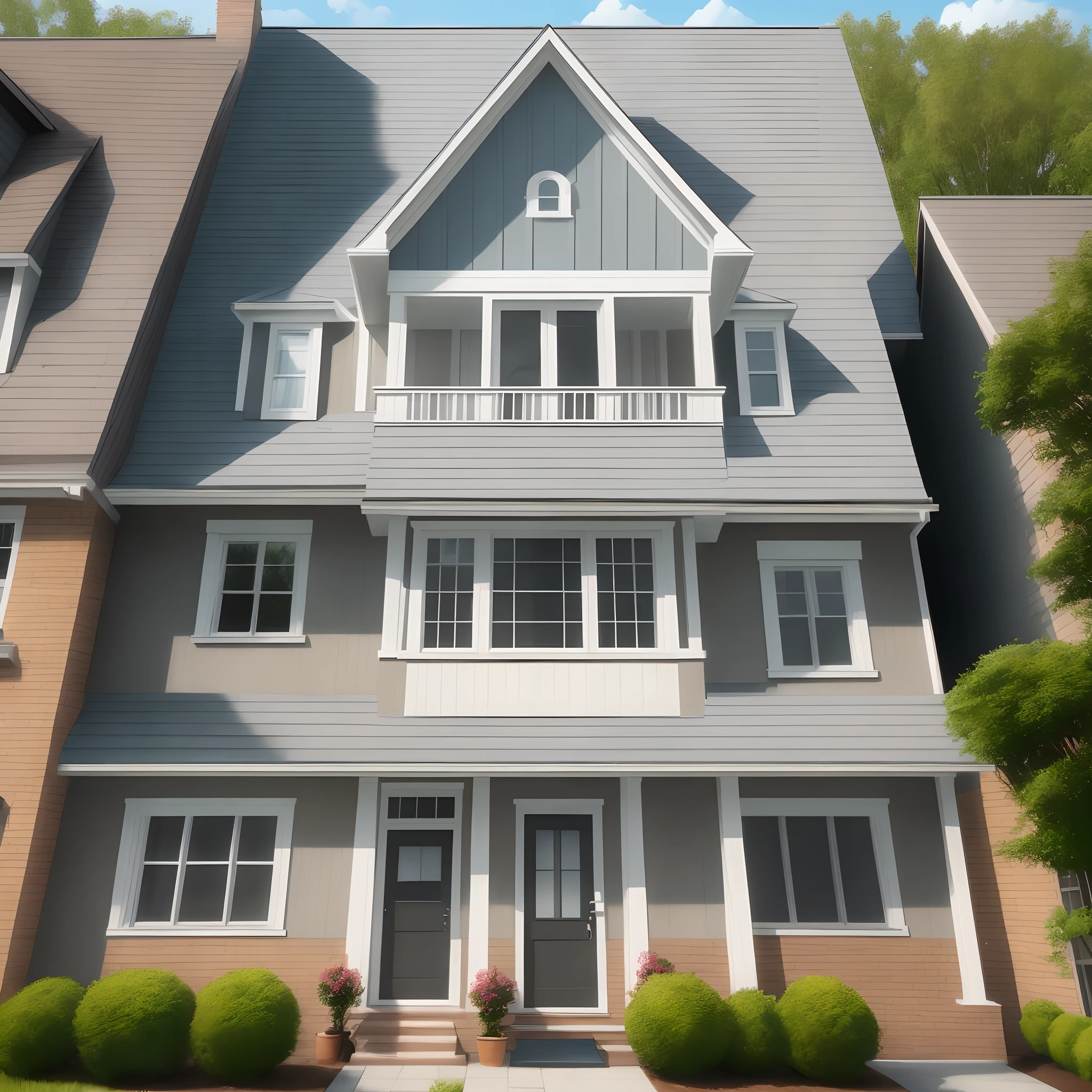 A painting company named bucket heads painting a house exterior