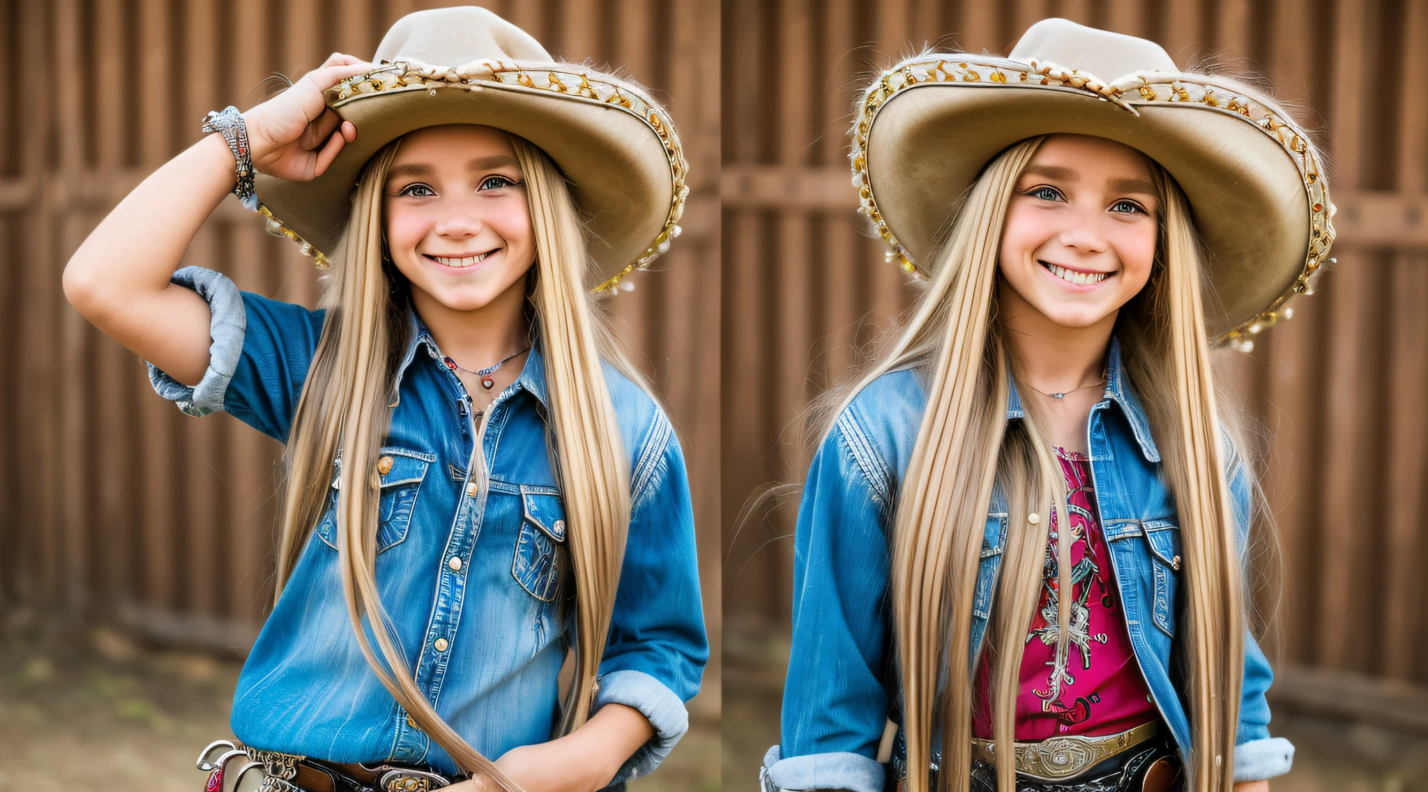 tiro de cowboy:1.2), (mordel_random pose:1.1), (CHILD GIRL LONG HAIRED BLONDE solo laranjas:, (happy emotion:1.2), (:1.2)(cabelo de metal hair_Random Style:1.2), , (roupas amarelas detalhadas random_fashion_styLE 1.2)