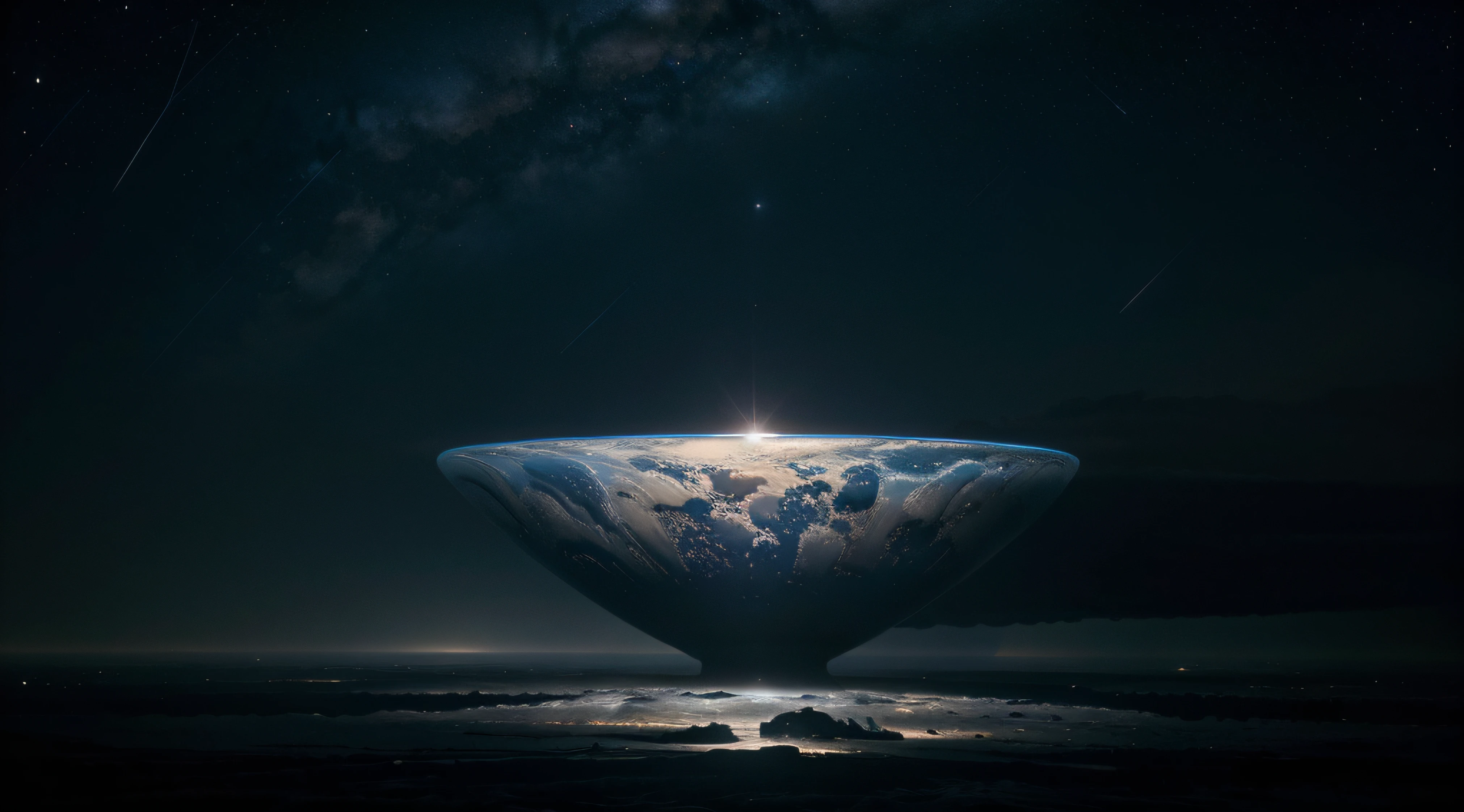 "Gestalte ein Bild, das die Erde aus der Perspektive eines Astronauten im Weltraum zeigt. Emphasize the fragility of our planet in the midst of the infinite expanses of the cosmos."