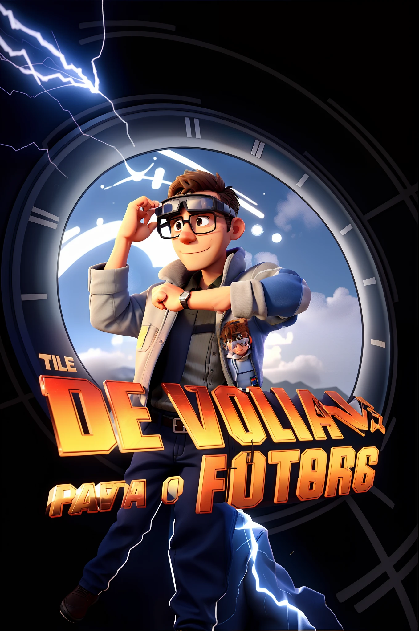 A man in a jacket looking at his watch, goggles on forehead