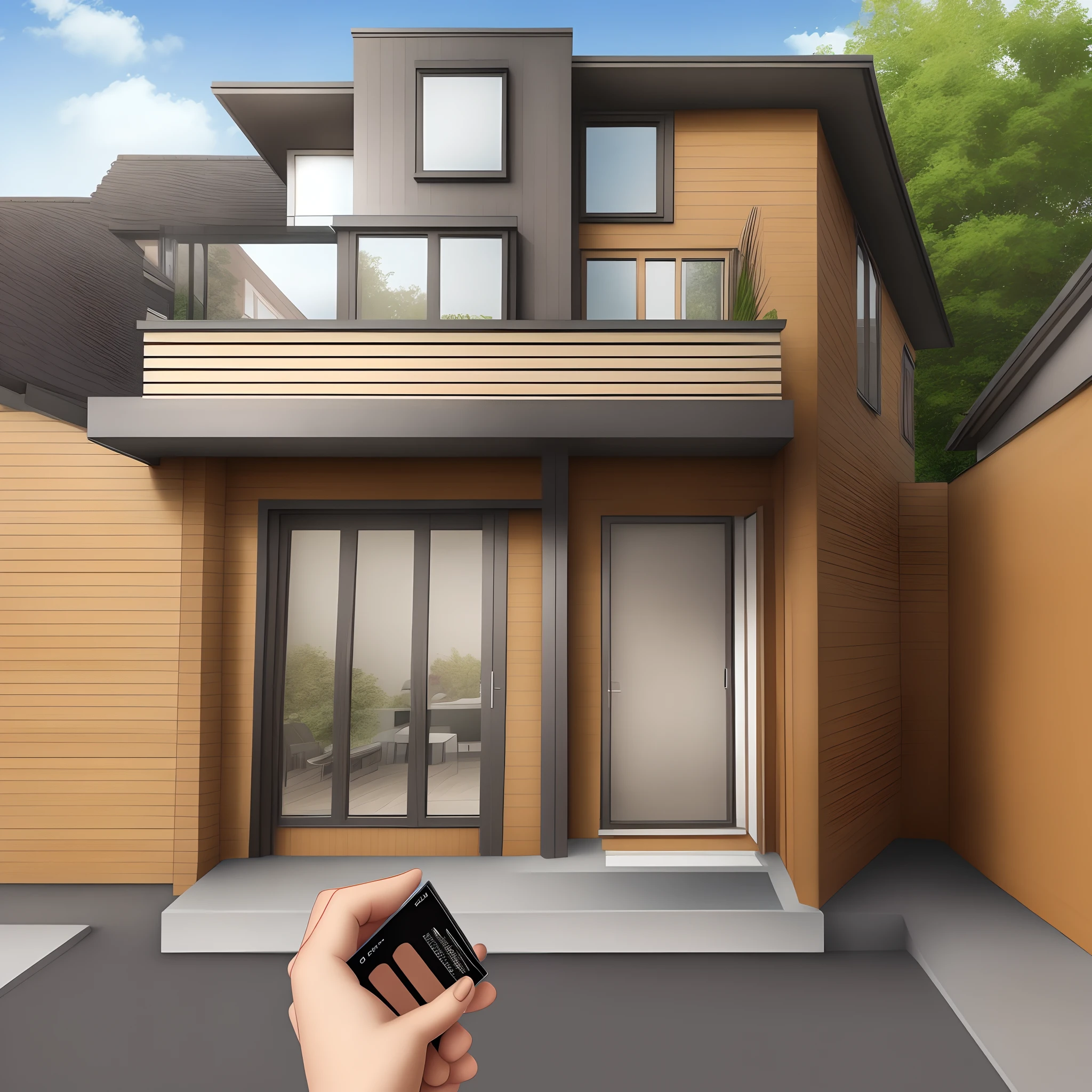 Draw a front elevation of a new house