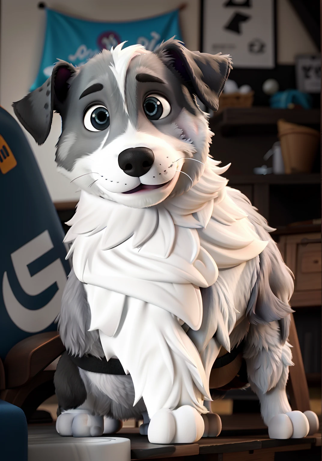 There is a dog that is sitting on a chair in a room - SeaArt AI