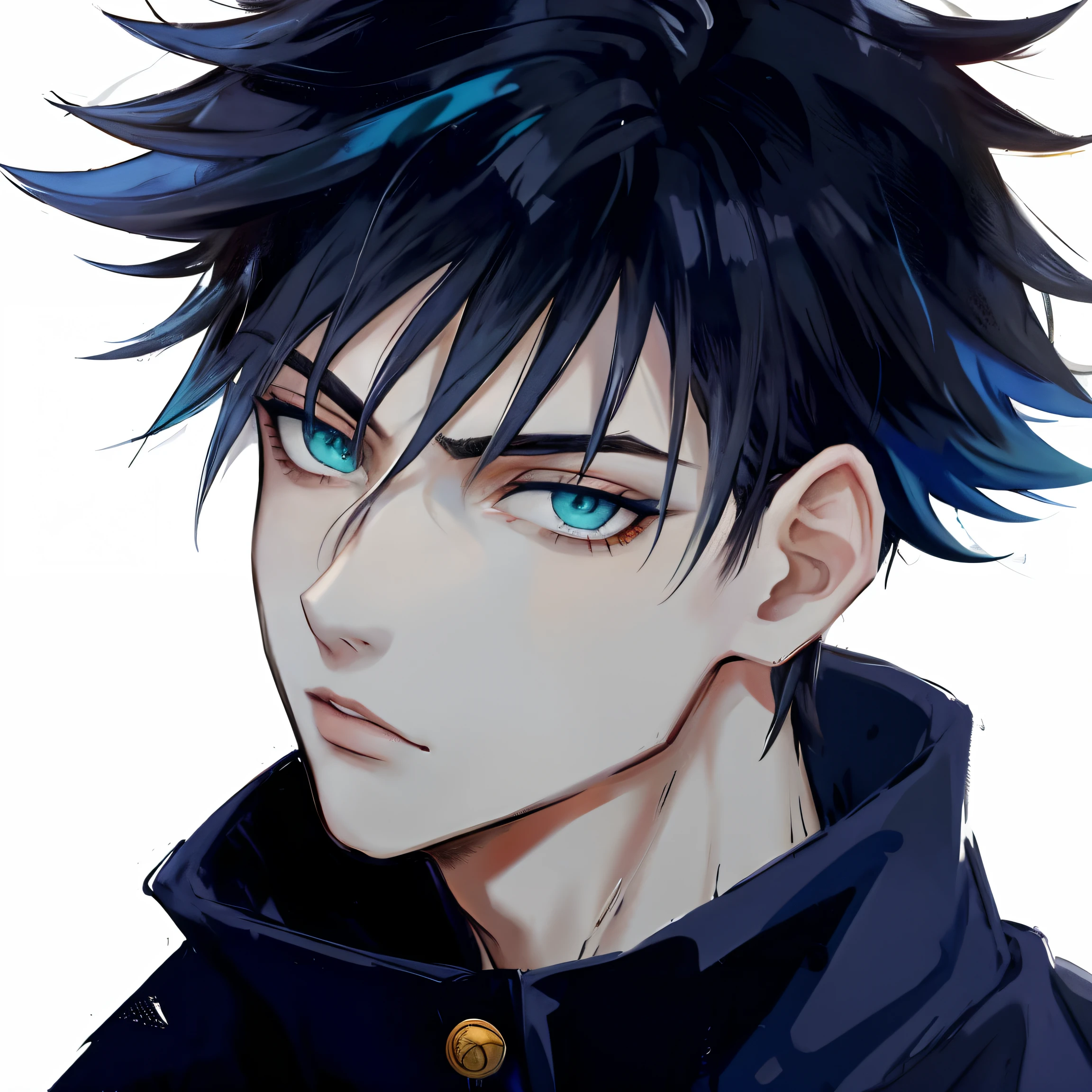 Anime boy with blue eyes and black hair - SeaArt AI