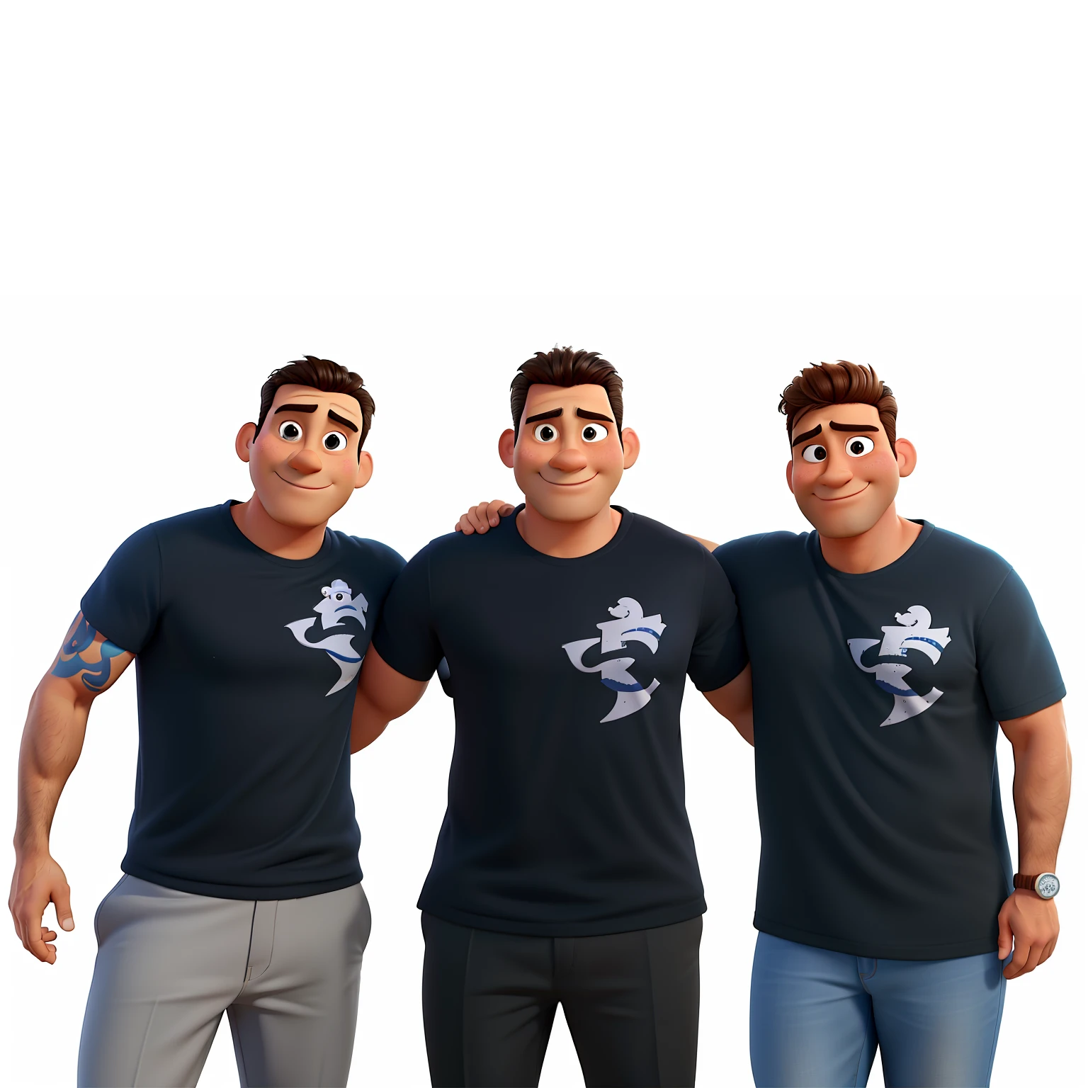 Poster no estilo Disney pixar, alta qualidade, melhor qualidade, homens sexy, 40 anos cabelo e barba preta, musculoso, Background in stadium with 50 thousand people like a famous concert