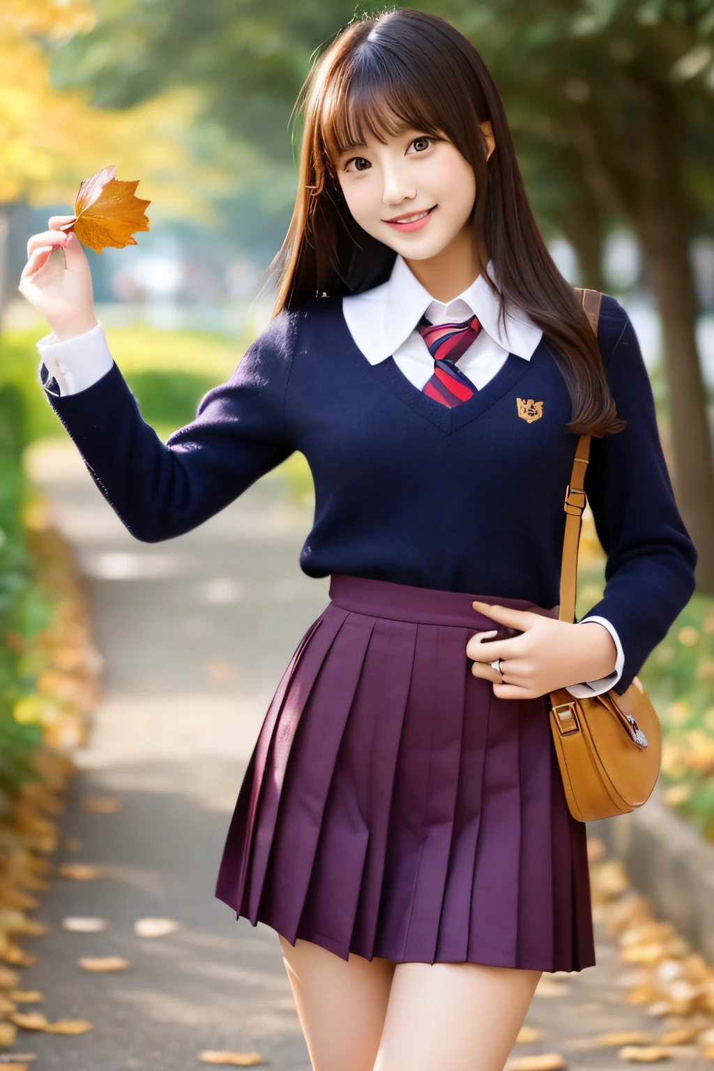 Beautiful schoolgirl、Beautuful Women、japanes、(masutepiece:1.6,16K High Resolution),A fascinating body that bursts、Schools、japanese hight school uniform、autumnal、