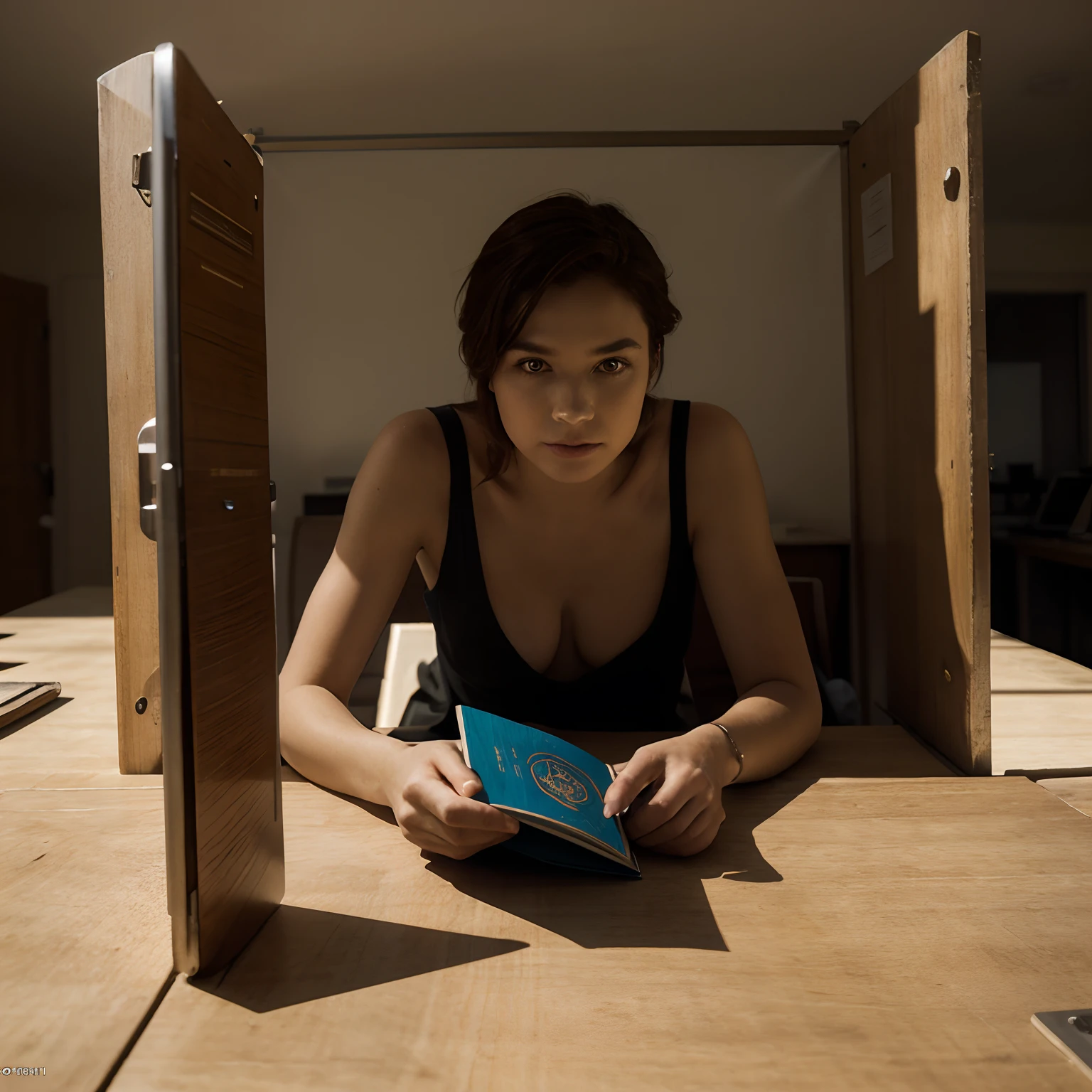 Un historien, dans un futur lointain, dans son bureau, seul personnage