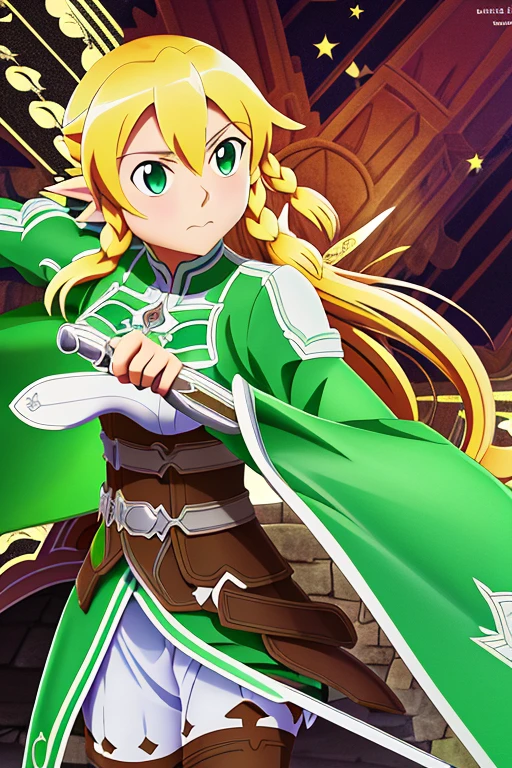 tmasterpiece, beste-Qualit, Absurd resolution, max detail, intricately-detailed, Extremely clear, (Leafa Kirigaya, sword art online), (Detailed background, Hyrule Castle),