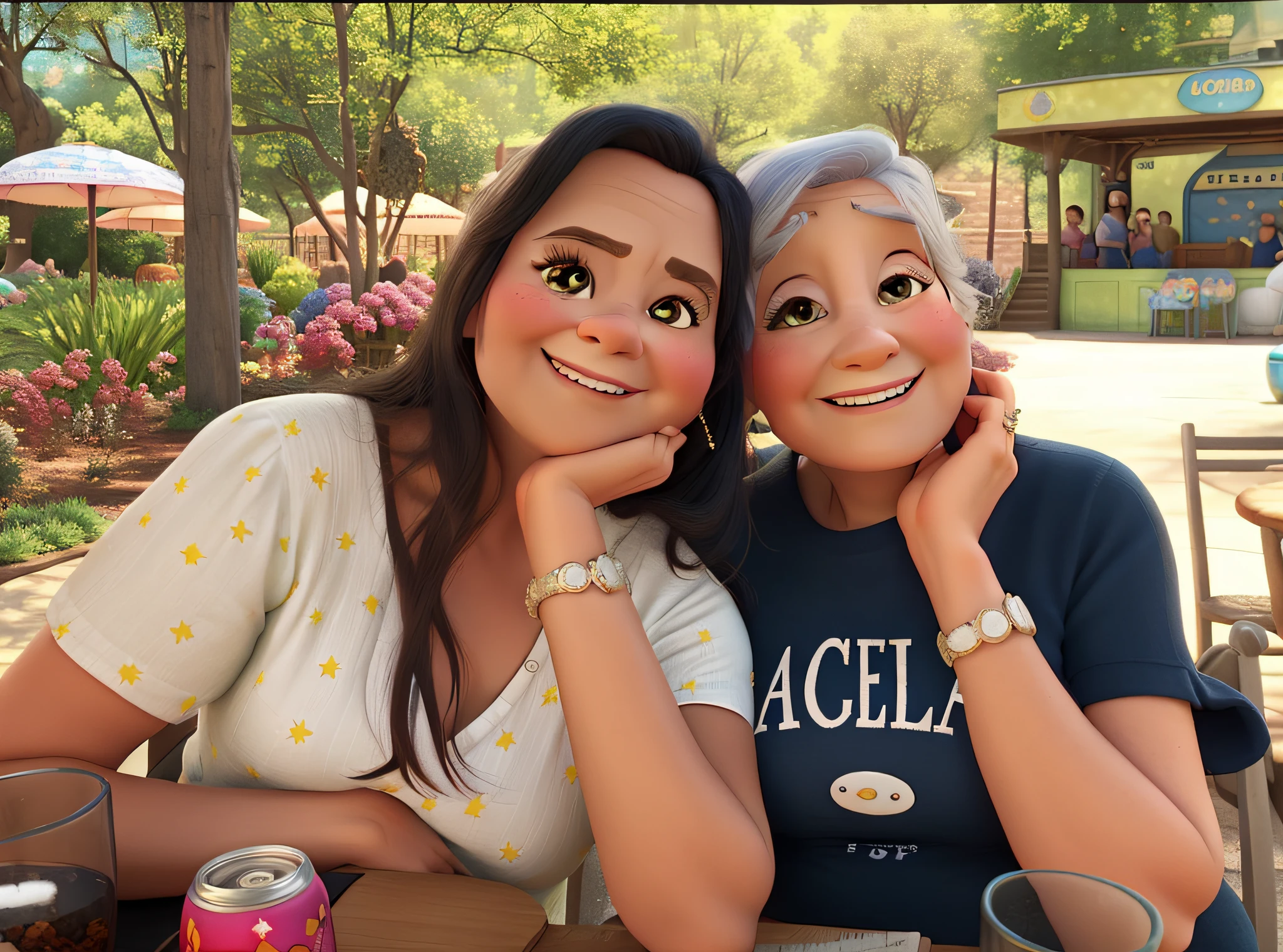 Disney Pixar Style Grandmother and Granddaughter - Top Quality