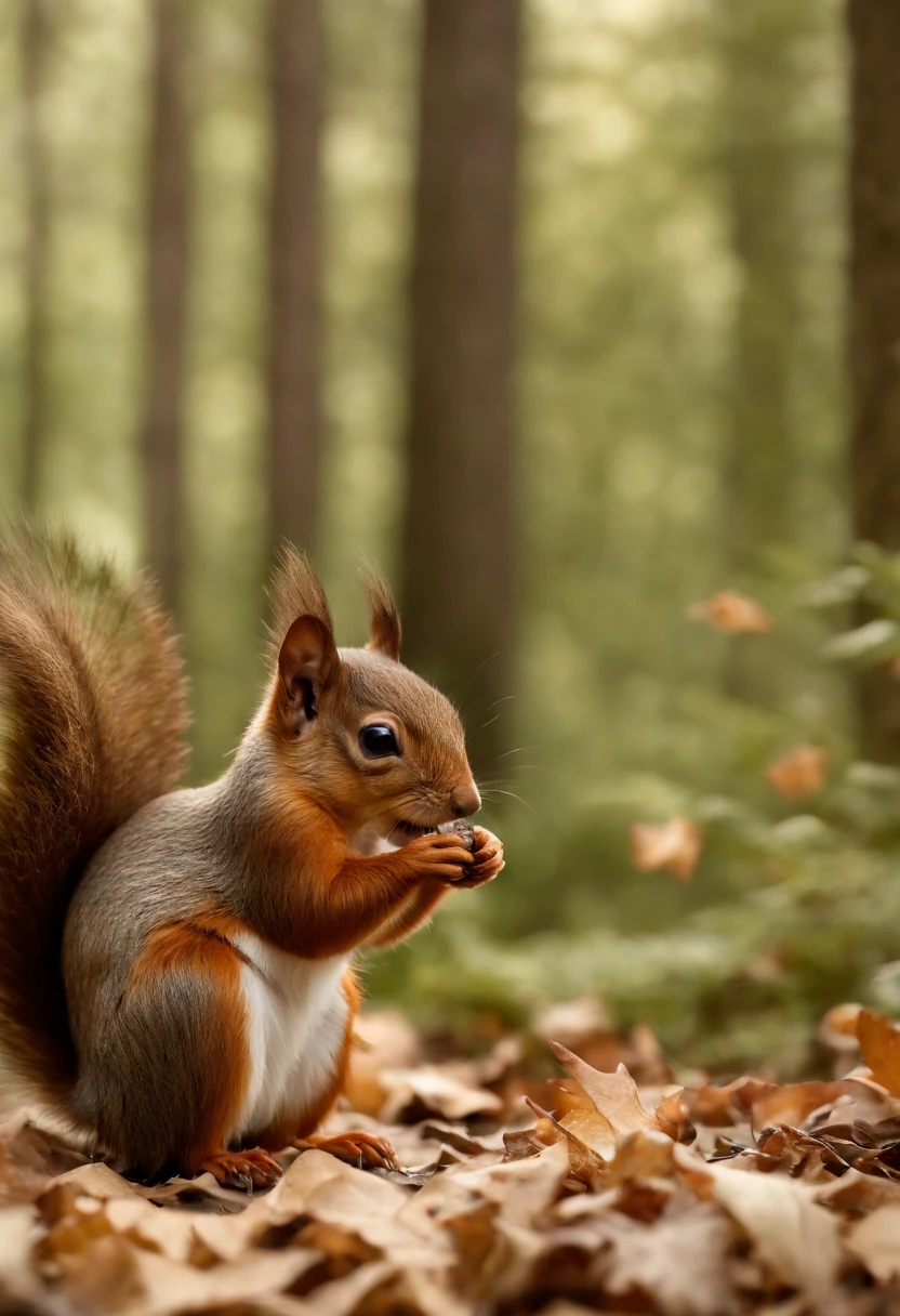 magical enchanted forest with snow, a plays with little squirrels, bokeh effect, high rendering, fully realistic, photography, UHD cinema photo, filmed by Guillermo del Toro, front side view, reality, official art, 8K quality, Super detail, fine detail skin, film angle, cinematic textures, masterpiece, best image quality,