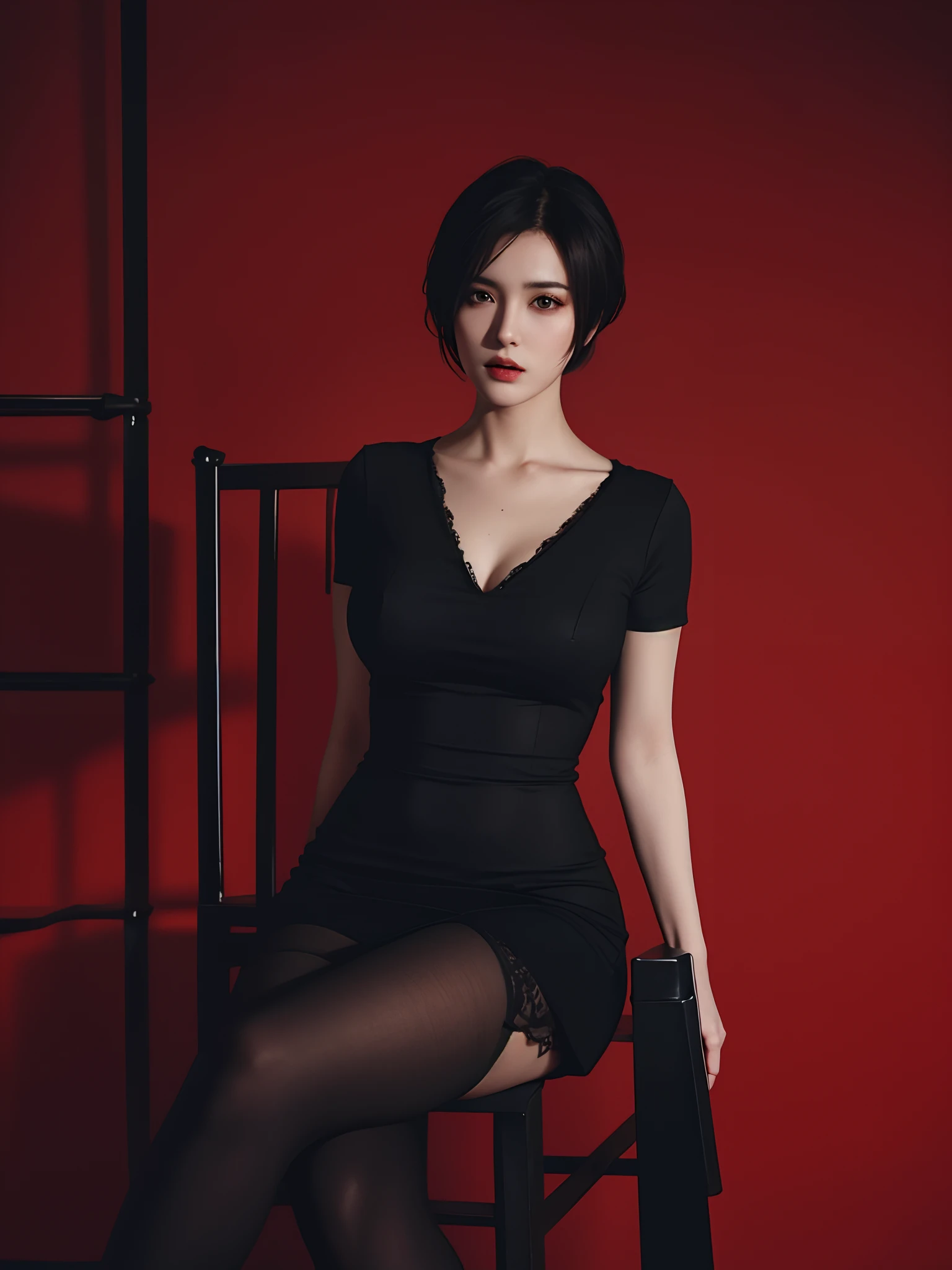 (Masterpiece:1.3), (8K, Photorealistic, RAW photo, Best quality: 1.4), (1girll), Beautiful face, (Realistic face), (Black hair, Short hair:1.3), Nice hairstyle，photorealistic eye，Nice detail eyes，（Beautiful face Realistic skin），Beautiful skins，big breasts thin waist，slenderlegs，absurd res，enticing，超高分辨率，Ultra photo realsisim，The is very detailed，the golden ratio，Butt to the audience，She broke her ass with both hands herself，The kinky is exposed ，Lace，huge tit，is shy，sexyposture，