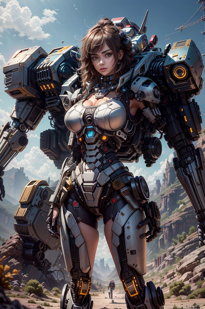 ((Mejor calidad,tmasterpiece,El es muy detallado: 1.3)), 。...3D, (shitu-mecha), ((1chica parada frente al espectador,Hermosa mujer cyberpunk con una corona, Armadura con estilo maestro de cocina, sci-fi technology, muy sexy,cuerpo completosbian,Postura de lucha,Cabello moreno con trenzas,Behind him was a huge Transformer,Hermosa mujer cyberpunk con su mecha en un planeta desierto del universo olvidado,Cybertron Technologies: 1.5)), (Trazado de rayos, NVIDIA RTX, Hiperresolución, Irreal 5, Sub-Surface Scatterring, Textura PBR, Post-procesamiento, Anisotropy Filtering, Profundidad de campos, Maximum acutancia and acutancia, Texturas de muchas capas, Mapas especulares y de albedo, Surface Coloring, Accurate simulation of light-material interactions, proporciones perfectas,Renderizado por Octane,TwoToneLighting,ISO bajo,balance de blancos,tricotomía,Apertura grande,Datos sin procesar de 8K,High Efficiency Sub-Pixel,sub-pixel convolution,light particules,Light scattering,Efecto Tyndall)