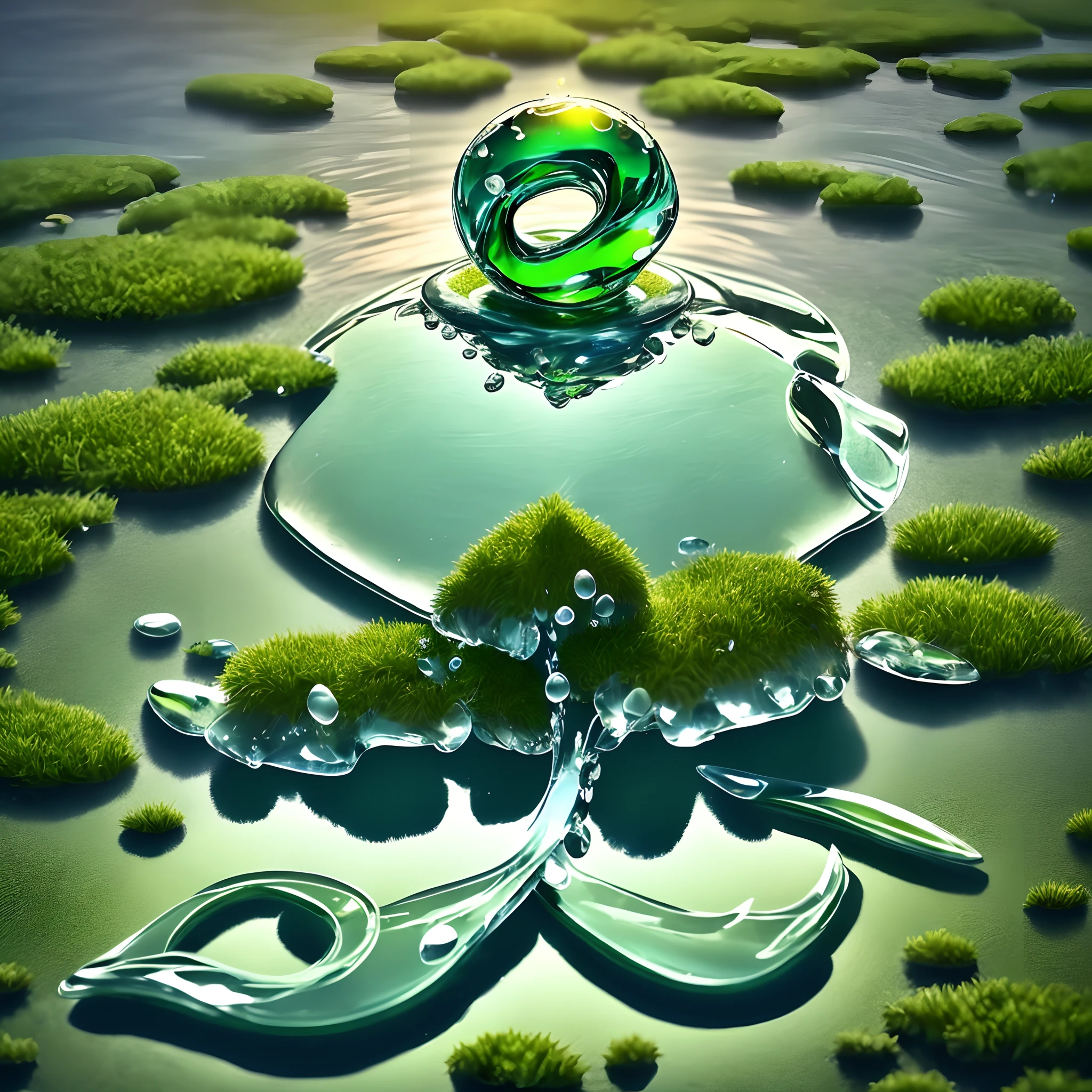 Create a logo with the letter B. It should be green and represent a drop of water