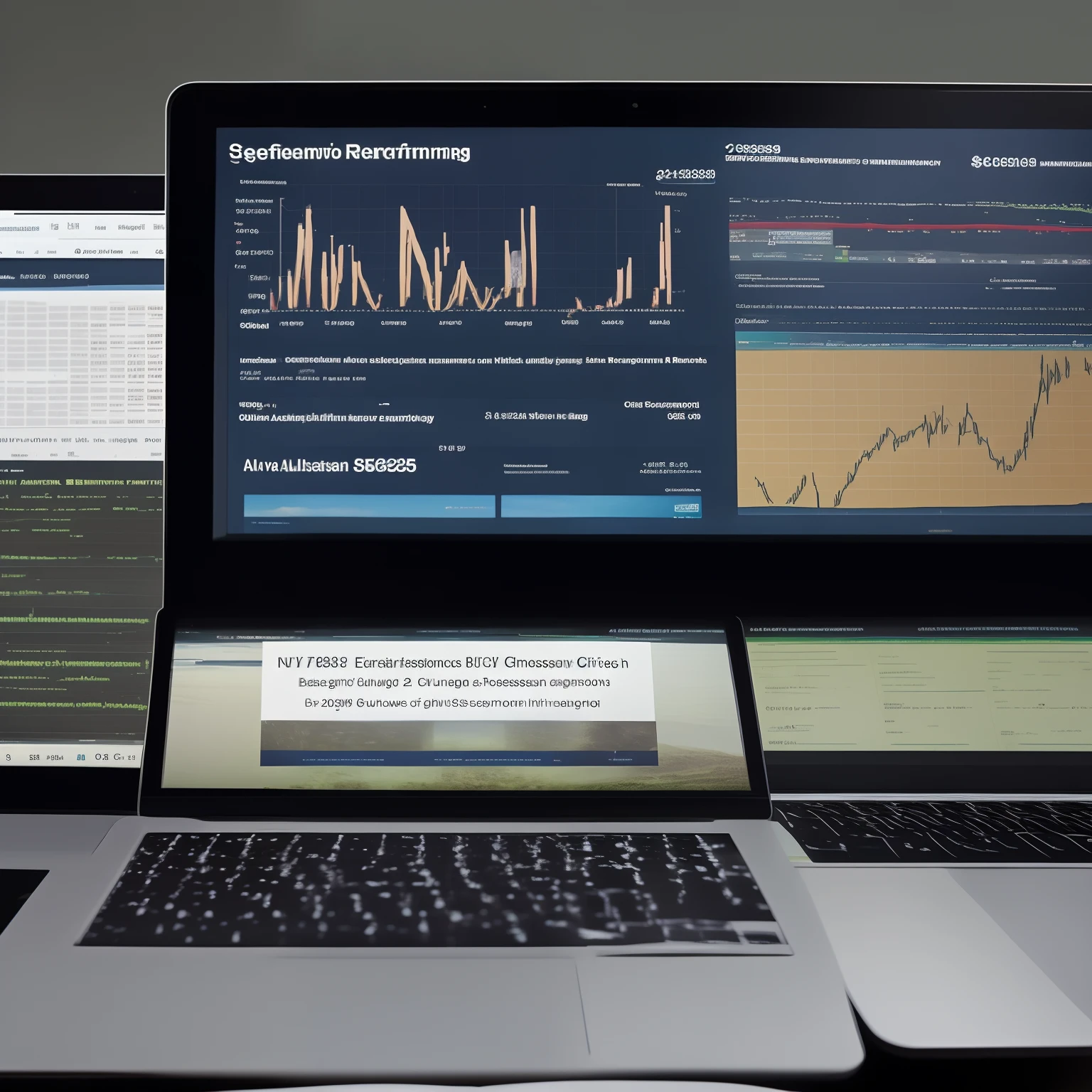 Create an image of a brokerage firm's acquisition performance earnings presentation, seguindo uma paleta de cores baseada na cor #205934