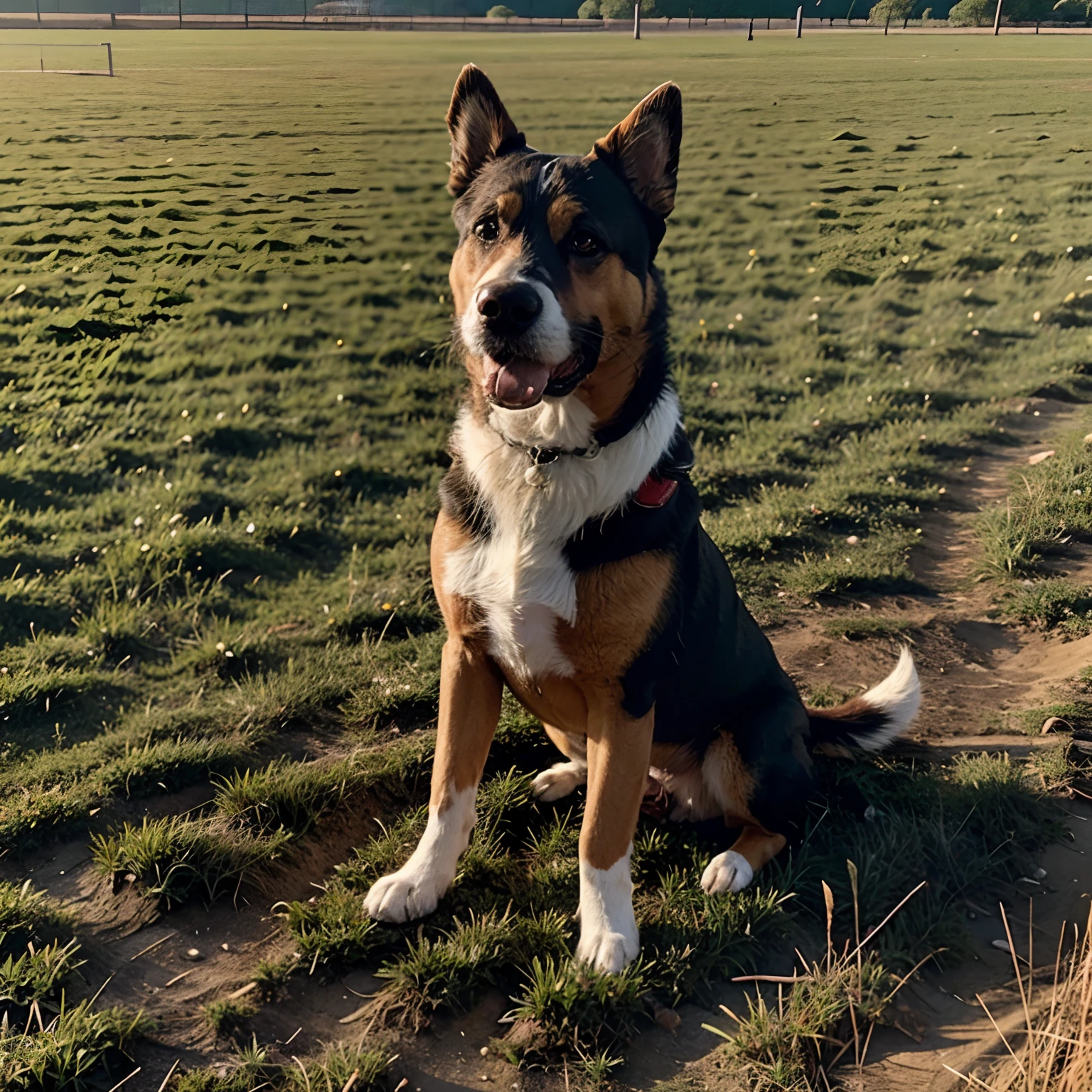 Dog realistic field playing