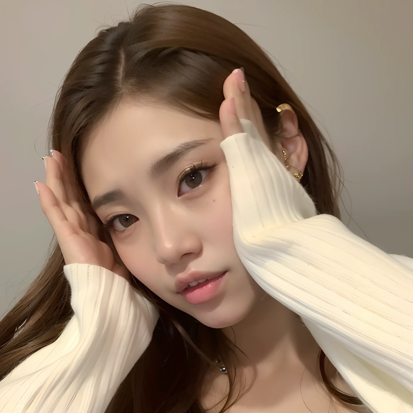 a close up of a woman with long hair and a sweater, Jinyoung Shin, tzuyu de dos veces, ulzzang, Jaeyeon Nam, Lalisa Manobal, Heonhwa Choe, Chica coreana, con cara redonda, Hermosa joven coreana, Parque Roseanne de Blackpink, Wan adorable cara coreana, Bae Suzy, Lee Ji - Eun