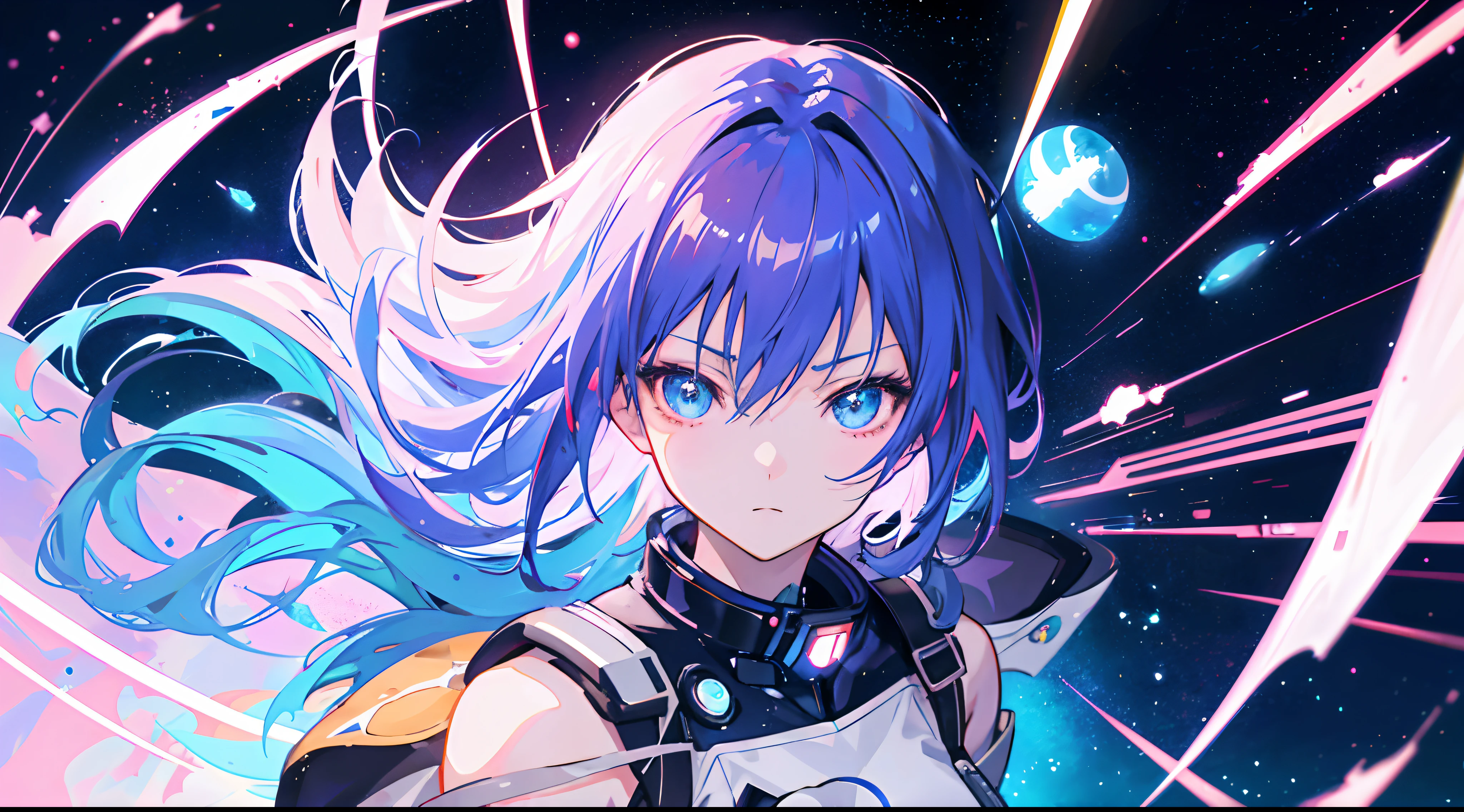 Anime Girl in space with text stop overthiking, dreamy psychedelic anime, overwhelming, Compliment Artstyle, award-winning anime aesthetic, Guweiz Style Art, trending anime art, sexy girl, Overflowing, portrait anime space cadet girl, anime aesthetic, anime inspiration , Arrogant , pixiv trends, anime aesthetic, (( Makoto Shinkai ) )