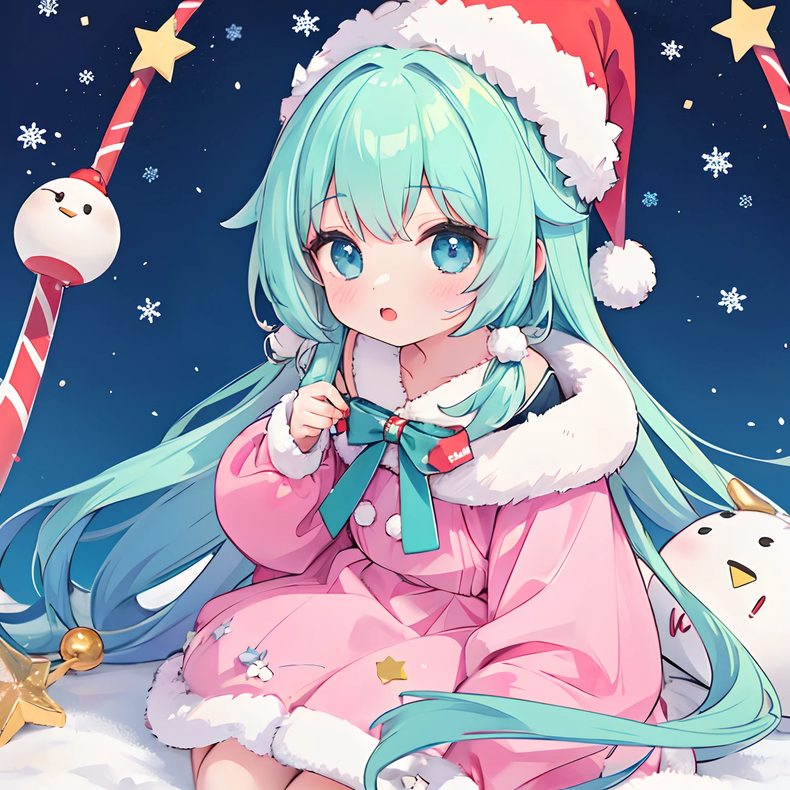 1 girl, Christmas , colorful, pastel style, cute style, masterpiece, hd