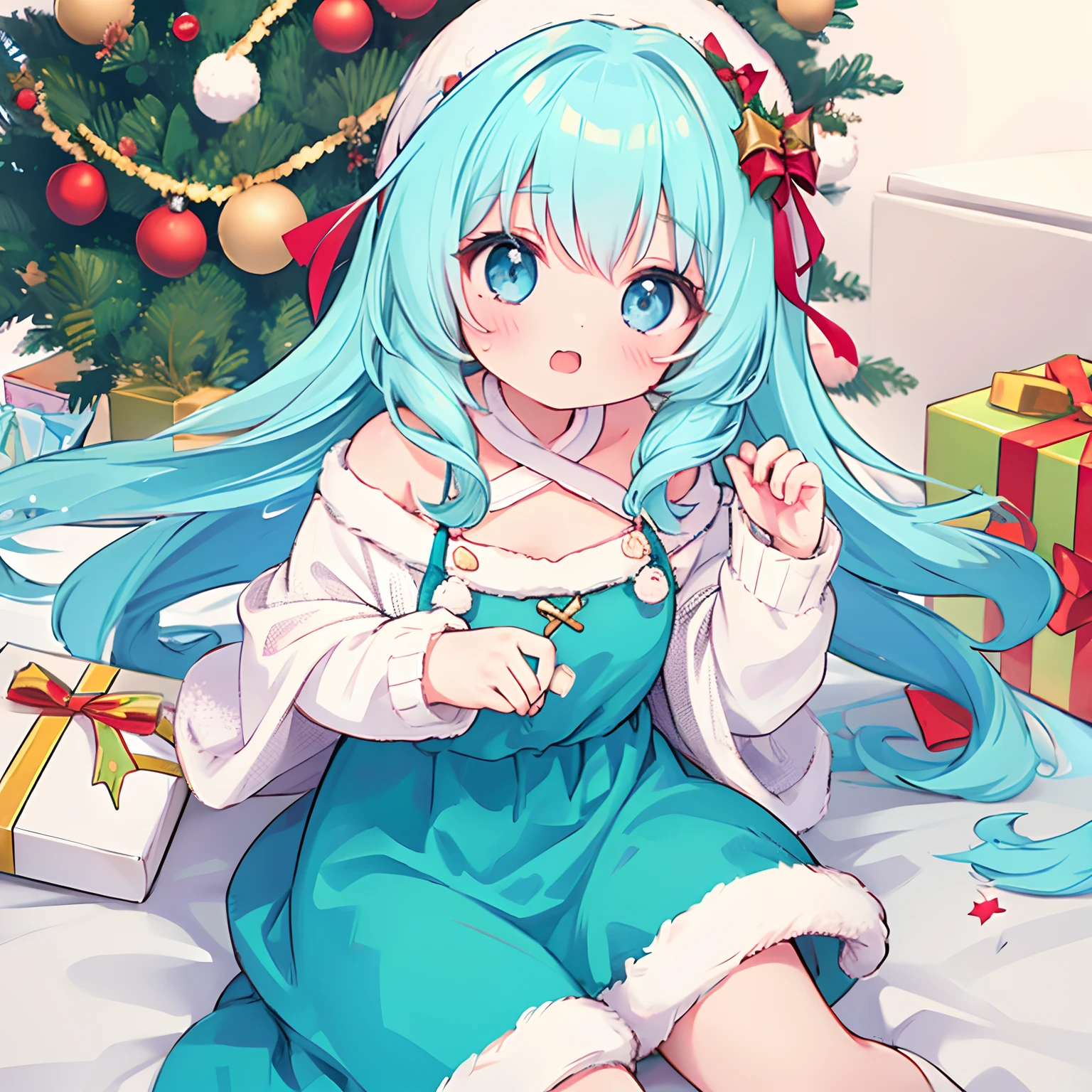1 girl, Christmas , colorful, pastel style, cute style, masterpiece, hd