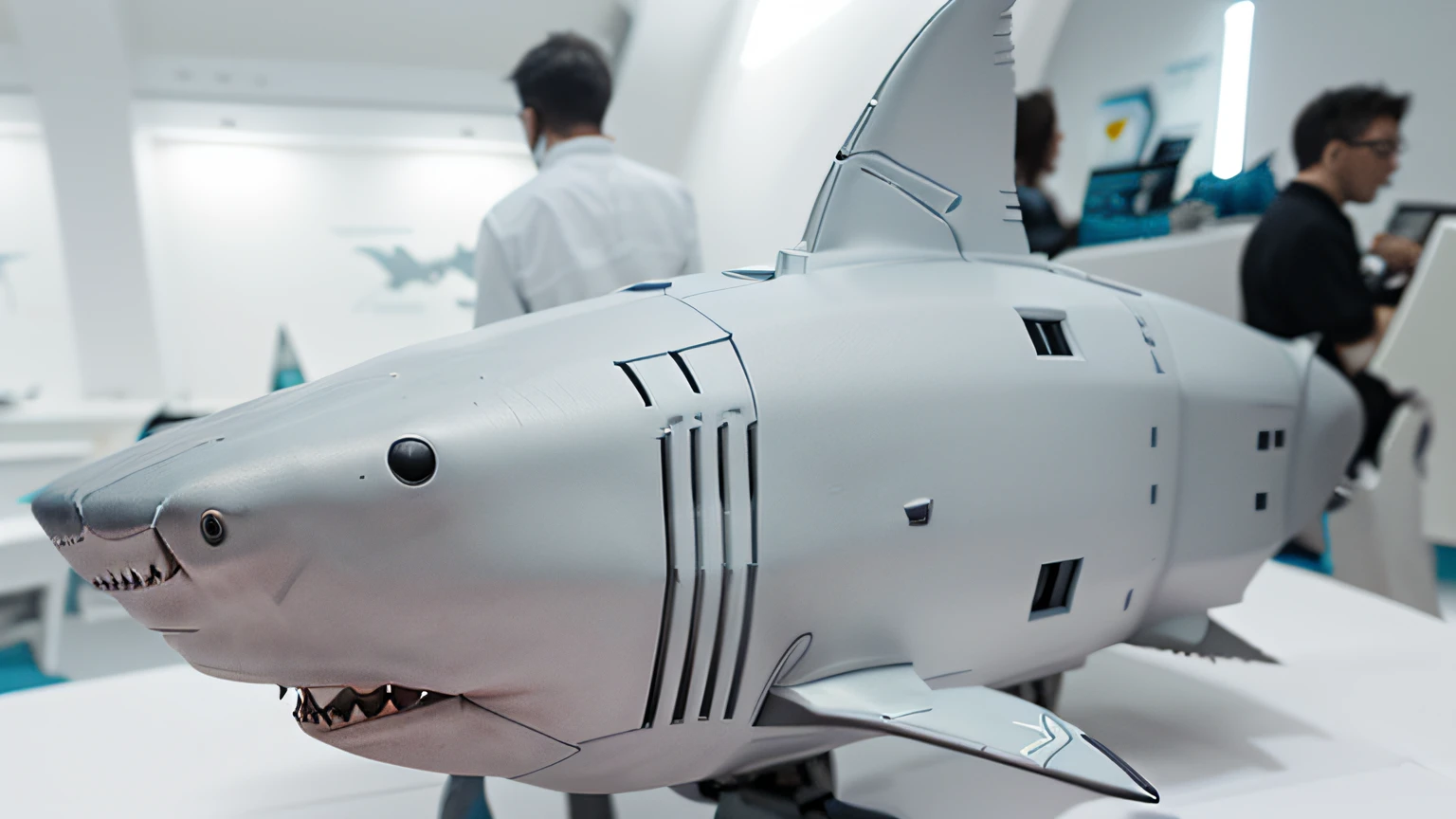 robot shark, white background