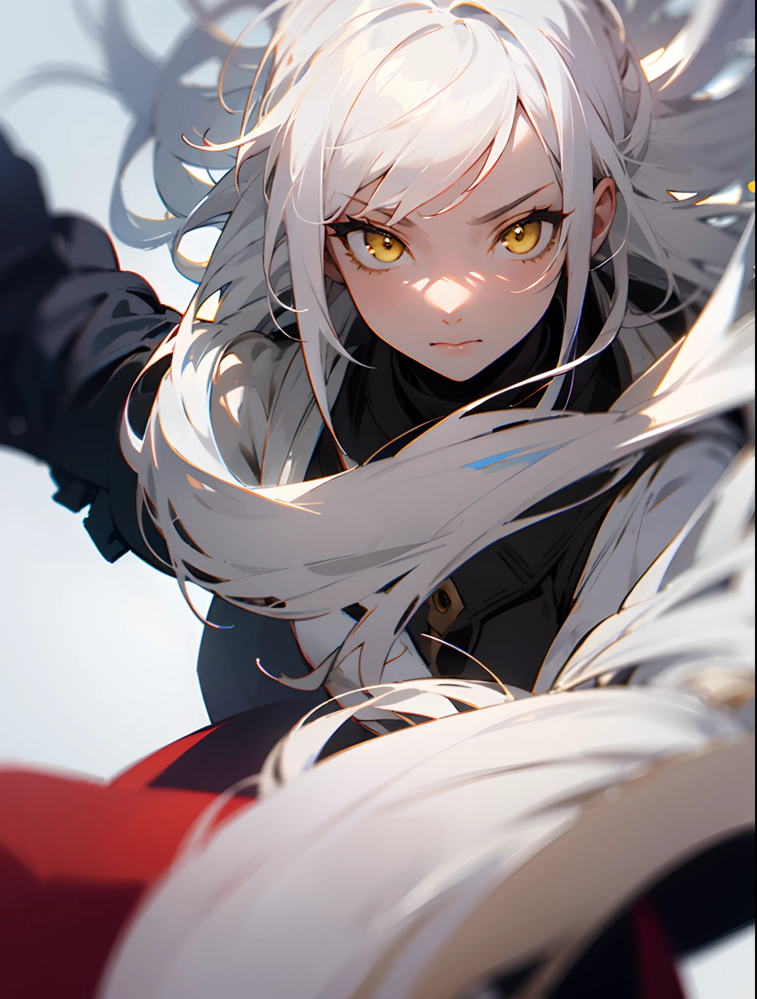 AOT oc, Medium length white hair, yellow eyes