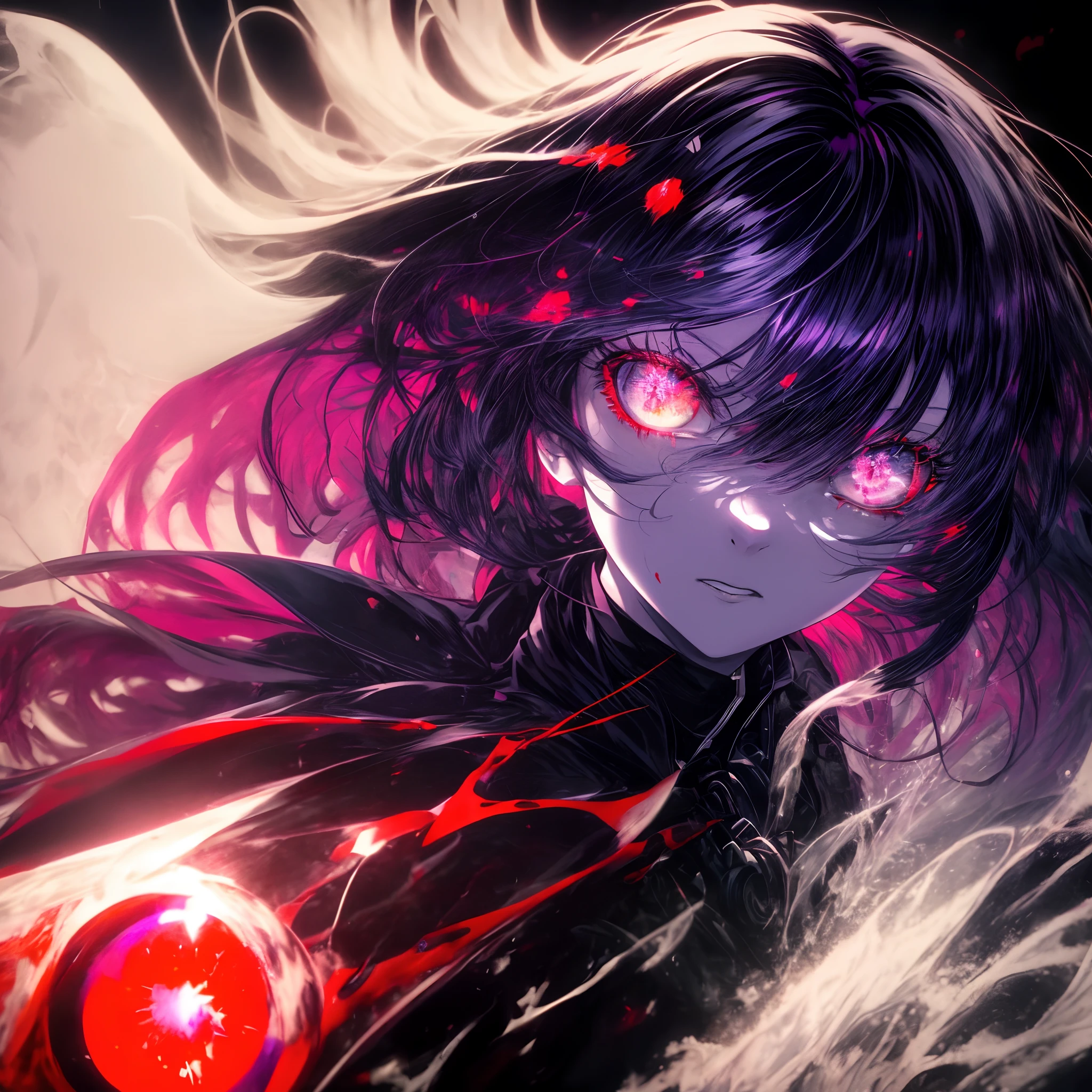 a closeup of big demonic eyes, compound eyes, Unique demon ghouls, Unusual pupils,Kaneki, Monochrome, Radioactive light, anime2018::1, purple::1, Neon color::1,, Part 1.5, detaled face, ultra quality, Ultra Graphics, Flowering 1.0, l vampire, depression, ultra realistis, Anime IRL,Anime girl, Dark gothic Style, HDR, RTX, The body shatters , Detailed Face,soft-lighting, makoto sinkai,Digital Painting,looking up at the camera", 8K, big dreamy eyes,blurry, Smooth soft skin, Cloned face, Symmetrical,neon liquid, leaks from the eyes,anime art,photo, Face cracking , ......key: purple, blood from the eyes, Realistic, Realistic light, Realistic anime, realistic shadows, Liquid, depressive, Clouds, Sakura, spider lily , A detailed eye, eyes focus, Lashes, fluffy lower eyelashes:1.5, pale face, Very purple eyes, gloomy horror atmosphere, Scary picture, woods, mist, Neon purple Liquid, flowing down from the trees, Dark atmosphere, The body shatters, braids, Sateen, blood on the ground, fire, eye closeup,The Better Generation, Ultra Generation, Generation 3000, 2048×2048......, Face detailing, Detailing clothes, Symmetrical balance, Tokyo Ghoul, death note, castlevania, l vampire, Kaneki, Anime 2020, Water and sky, black hair,Detailed hair, Tokyo Ghoul, death note, castlevania, Kaneki, l vampire, Depressive art, depression, ennui, Sadness, cry, pain, Black smoke, Black Energy, Tentacles, Kagune, bloods, blood on the face, A sea of blood, fetters, barbed wire, fire, Wide-angle camera, lots of fine detail, spider lily, Sakura, Sweet, Scalopendra, Black background, horror film, Hole in the case, Dead Inside, Dead Art, lying on the grass, Manga style, comic style, Multiple frames, The body is destroyed, Manga page, Eyes are everywhere, Lots of eyes in the background, Drawing of Ishida sui, art of Ishida sui, in the style of Ishida sui, Two people, in full growth, depressive posture, Spider flowers