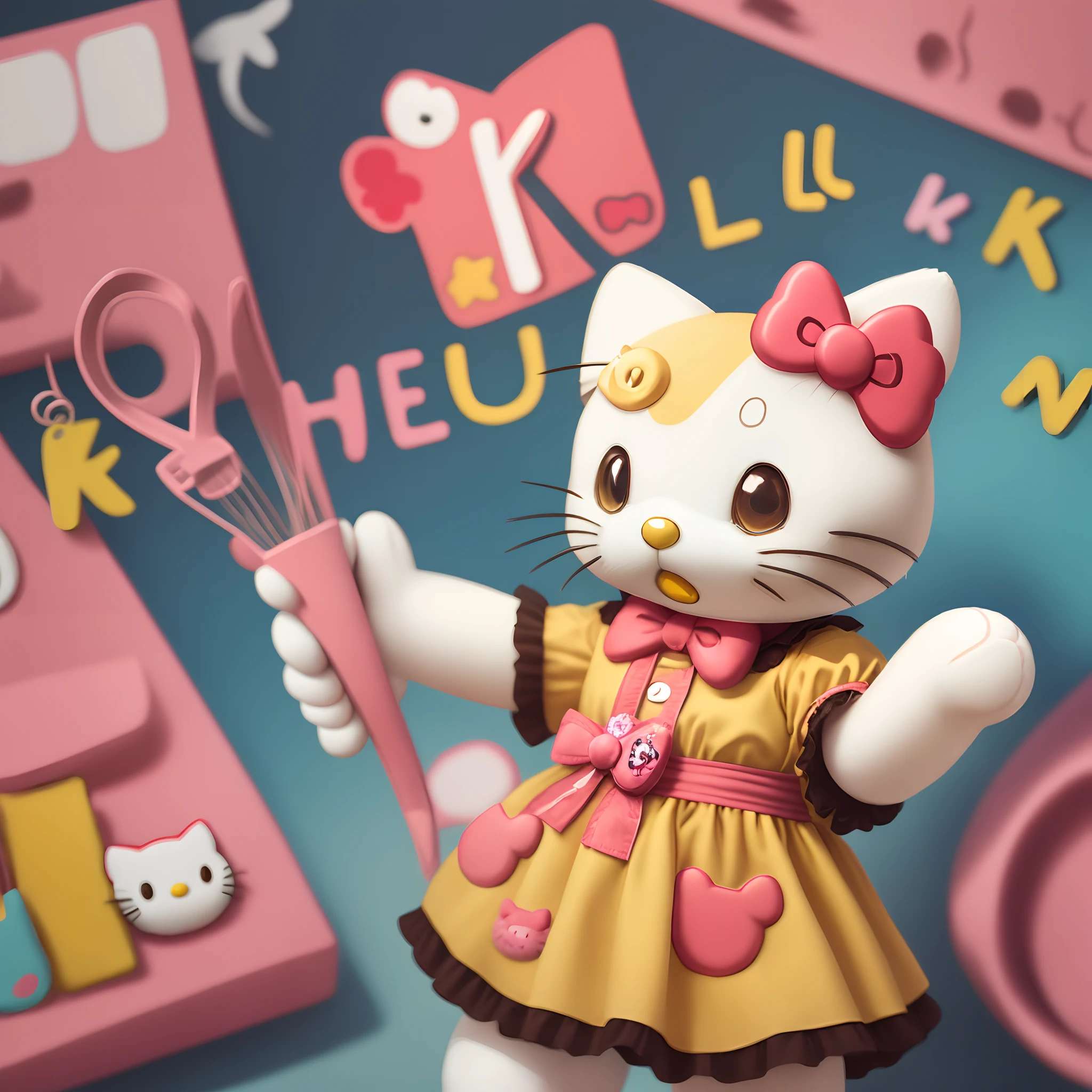 Hello kitty holding the letter k