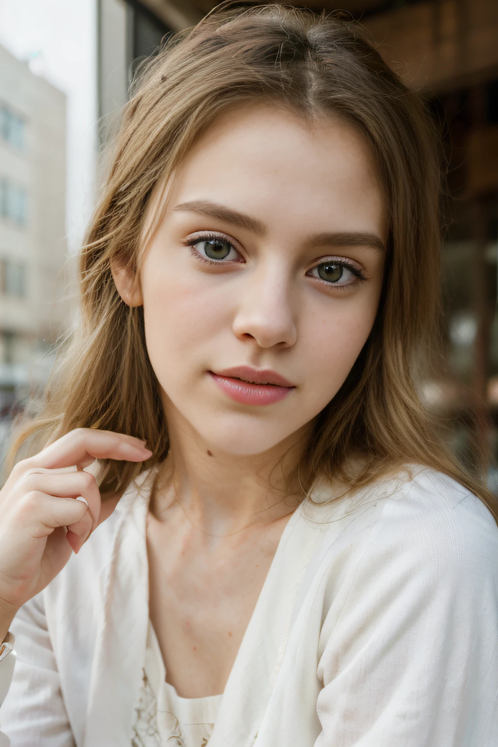 (8k, RAW photos, top quality, masterpiece: 1.2), ultra detailed, super resolution, (real, real photos: 1.37), portraits, high definition RAW color photos, professional photos, very detailed and beautiful, highly detailed, 8k wallpapers, amazing details, huge file size, official art, highly detailed CG Unity 8k wallpapers, highly detailed beautiful girls, highly detailed facesHighly detailed eyes, highly detailed skin, highly detailed fingers, highly detailed nose, highly detailed mouth, perfect anatomy, highly detailed background, highly detailed clothing, one girl, (18:1.2), teen, cute girl, american, cute, realistic body, petite, white skin, radiant skin, slim body, handsome body, long white hair, smile, cute, youthful, pretty face, realistic face, delicate eyes, sagging eyes, white shirt, skirt, earrings, camera gaze, cowboy shot, front-facing, standing, contrappost, high street, dynamic lighting,