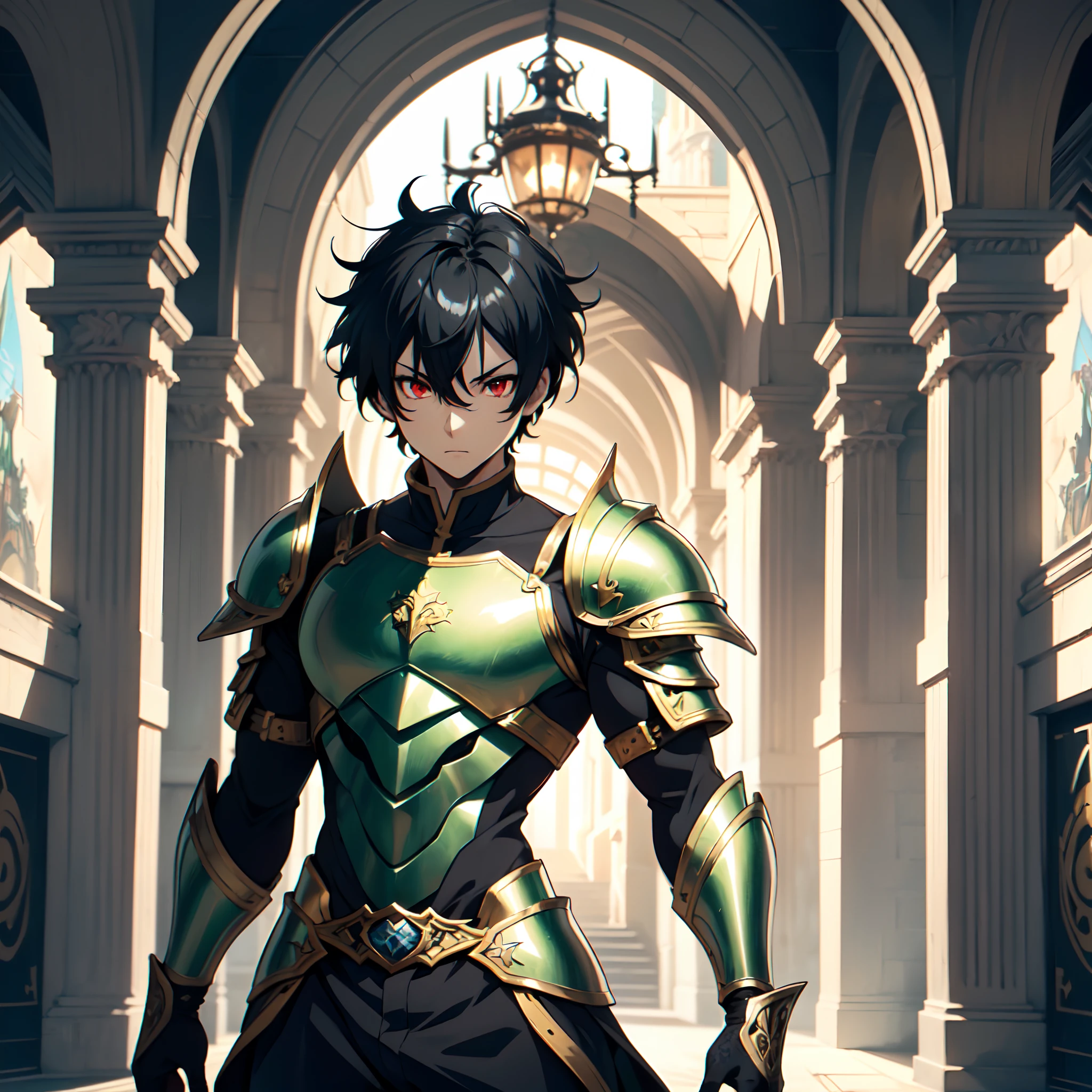 1boy, boy, black hair, green eyes, brown skin, serious, dress clothes, medium musculature --auto --s2