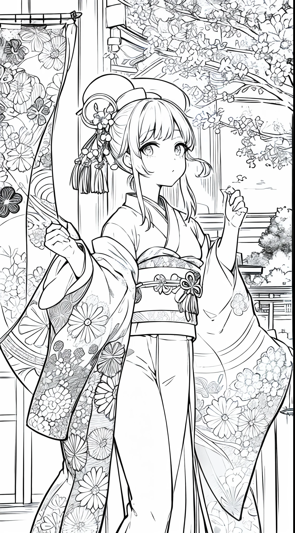 festival en japon chicas con kimono blanco y negro