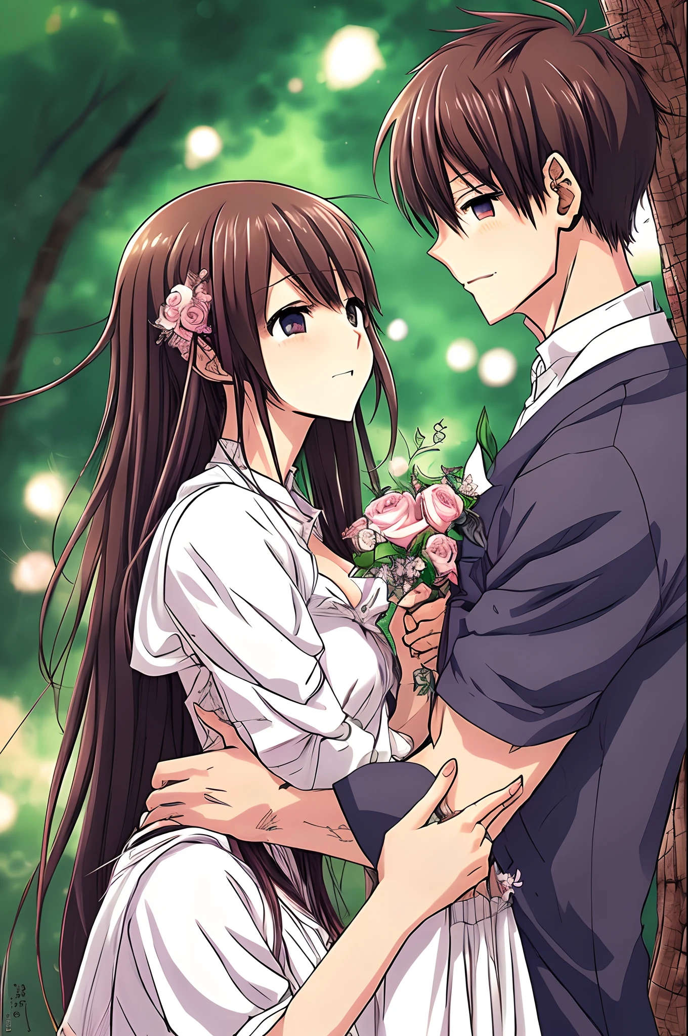 Couple manga bisou romantique