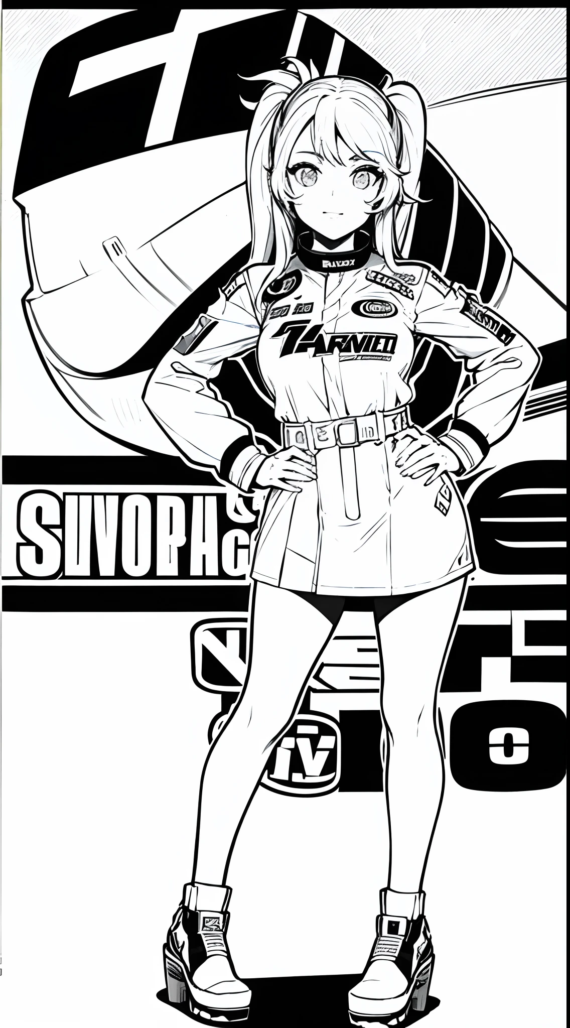 nascar girl anime bella blanco y negro