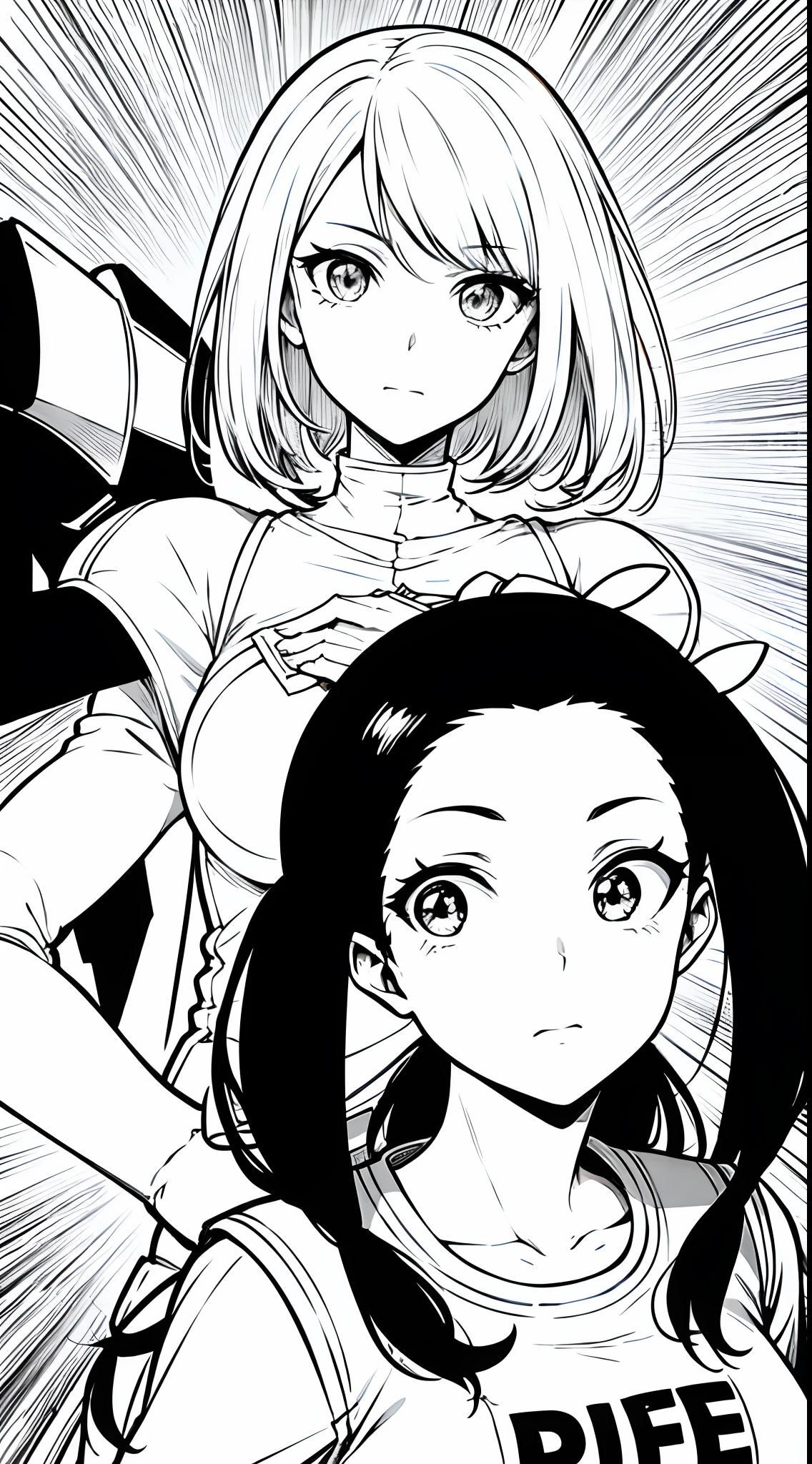 anime mujer en bicicleta blanco y negro,detallado obra maestra
