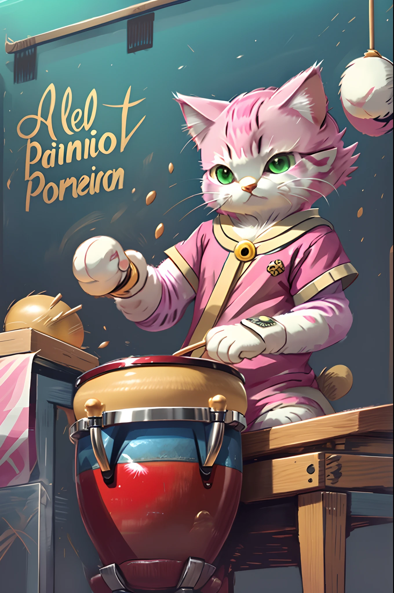 Hello Kitty playing percussion