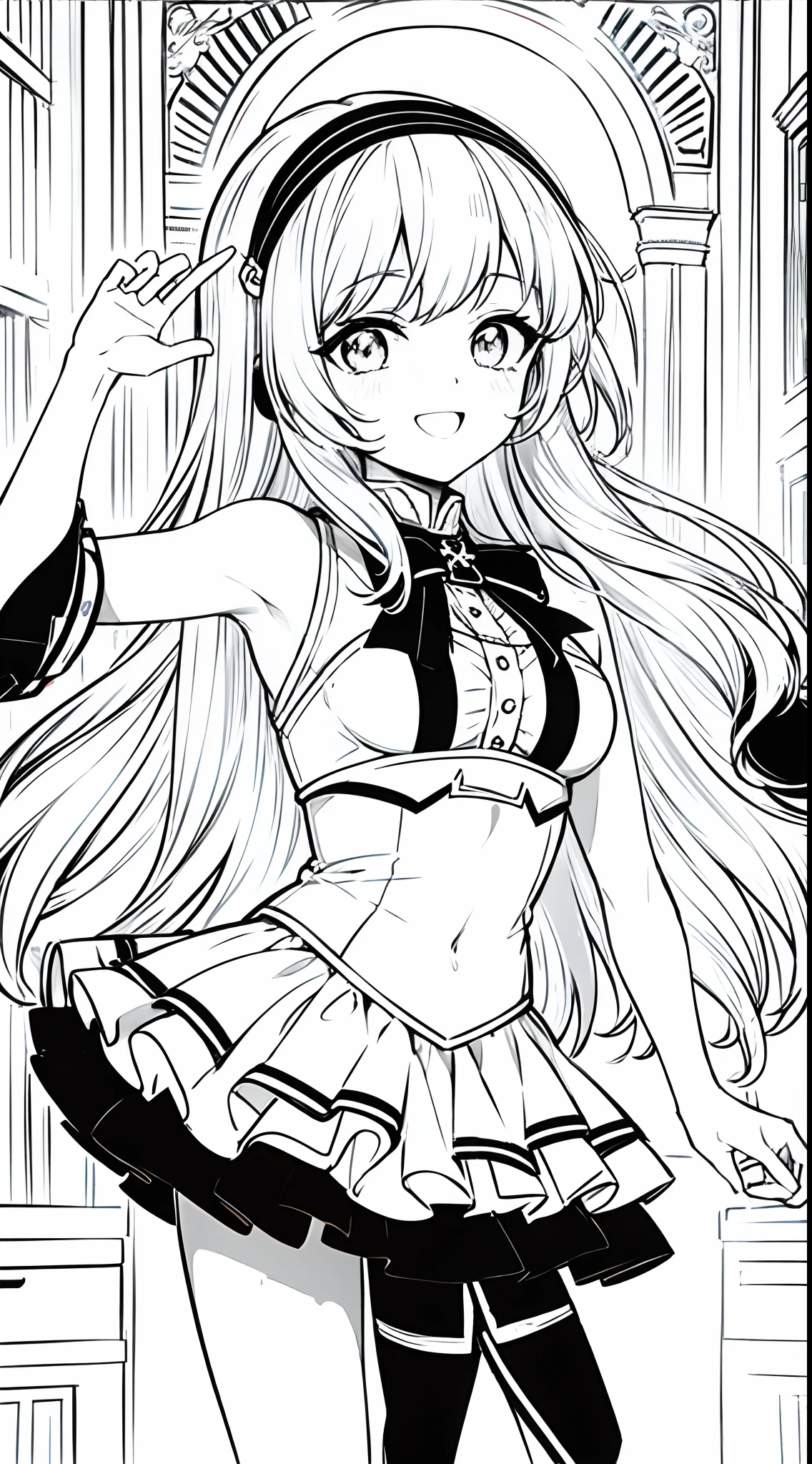 idol anime girl blanco y negro