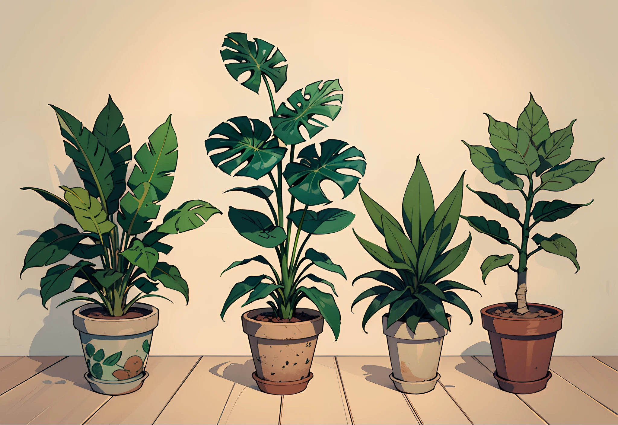 Three potted plants with green leaves and potted oranges, vasos de plantas, algumas plantas, vasos com plantas, plantas de vaso, plantas de casa, house plants, pequenas plantas, Muitas plantas, muitas plantas, Houseplant, vegetation, um pouco de vida vegetal, plantas crescendo, plantas altas, plantas verdes e vermelhas, plantas verdejantes, tropical houseplants, plantas em vasos e nas paredes