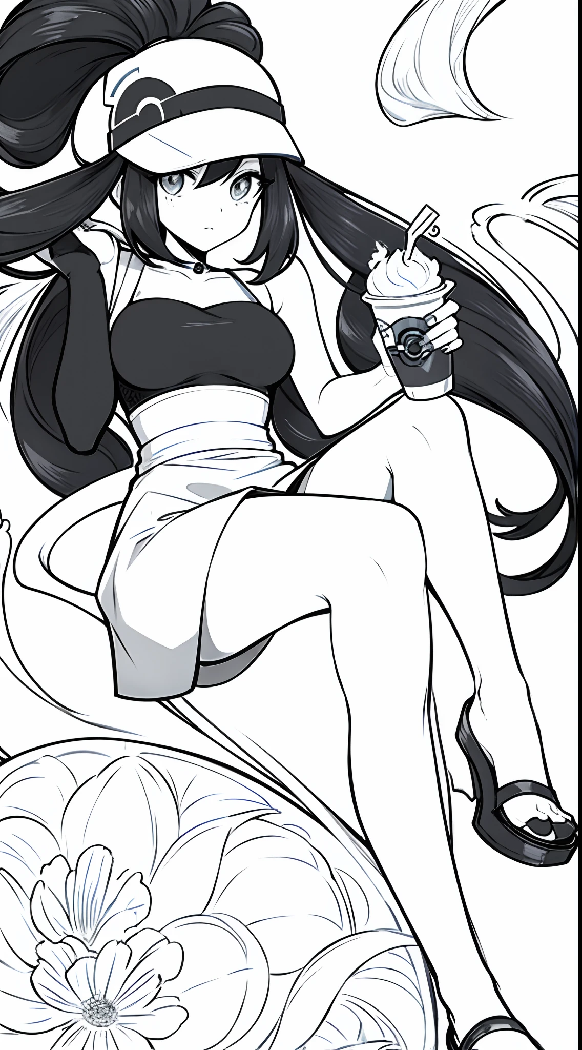 MUJER Y SU POKEMON TOMANDO UN HELADO BLANCO Y NEGRO