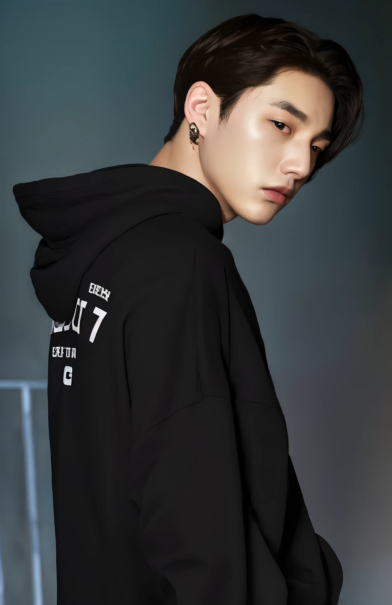 A man in a black hoodie with a white number, Jungkook, Jung Jaehyun, Cai Xukun, Kim Doyoung, em um moletom preto, Wonbin Lee, Hyung Tae, Foto de perfil, Photo Session, TaeJune Kim, inspirado em Bian Shoumin, Ulzzang macho, Hong June Hyung, Inspirado em Jeonseok Lee, Yoongi de cabelos pretos