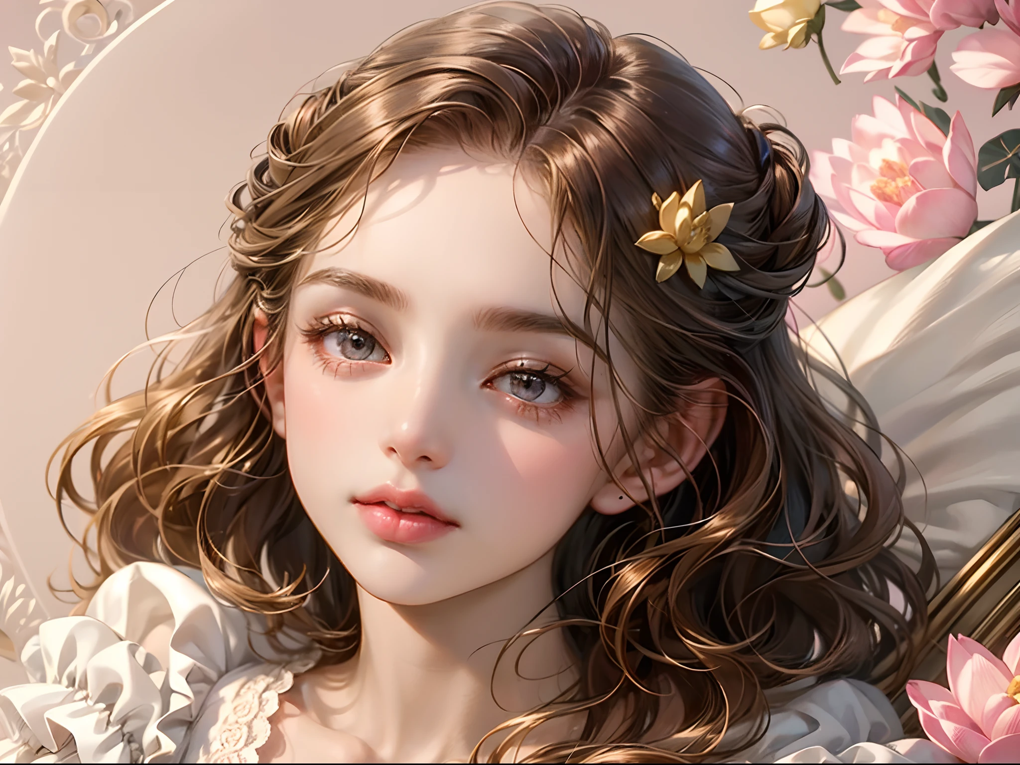 arafed portrait of a woman with a flower in her hair, portrait of lolita, inspired by Alexandre Cabanel, portrait painting of a princess, classical portrait, portrait of a princess, portrait of princess, art of edouard bisson, in the art style of bowater, inspired by Friedrich von Amerling, beautiful portrait image, by Alexandre Cabanel