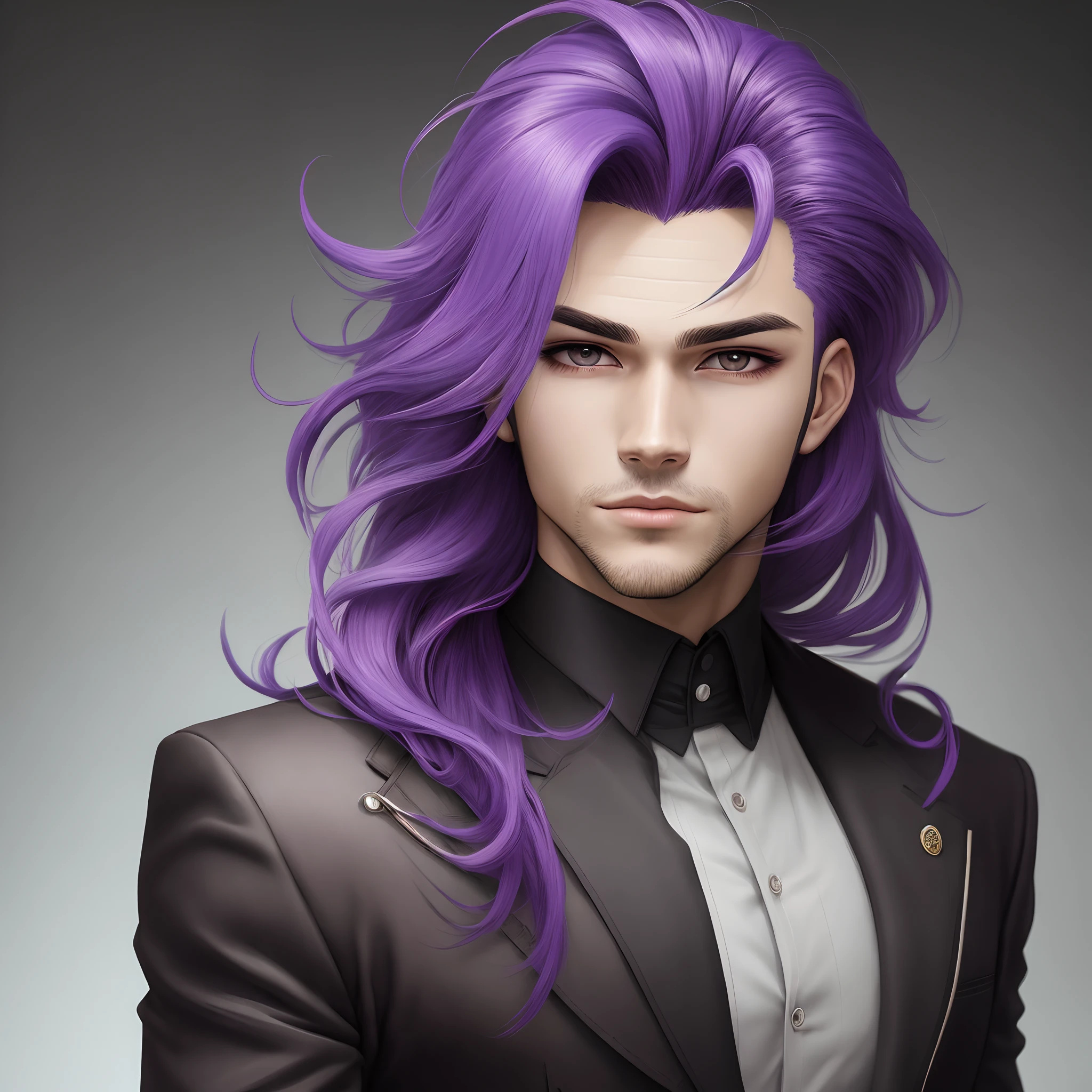 Homem de cabelos negros e olhos roxo com poder de raios estilo anime