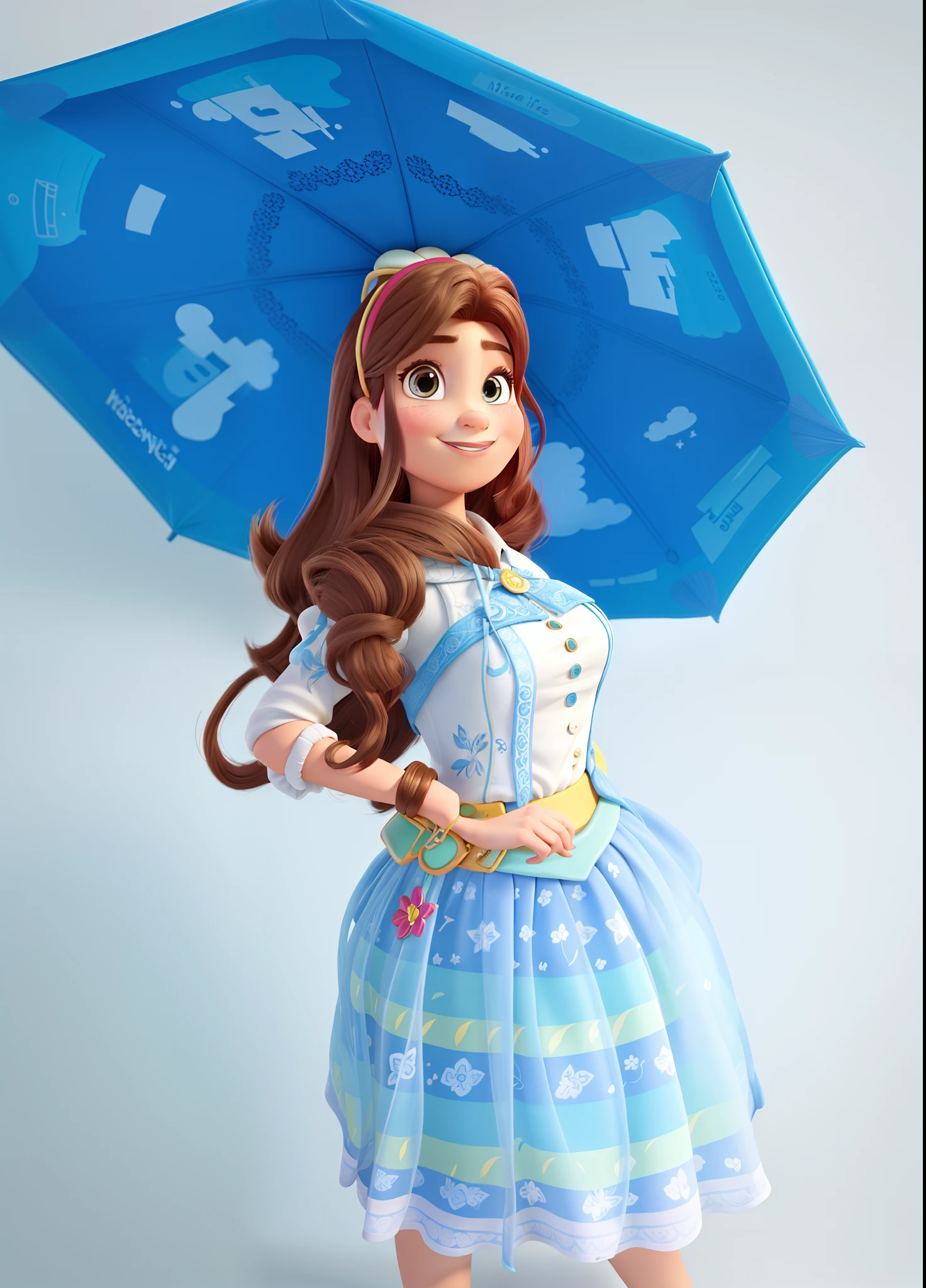 Mulher cabelo castanhos, estilo Disney pixar, alta qualidade, melhor qualidade