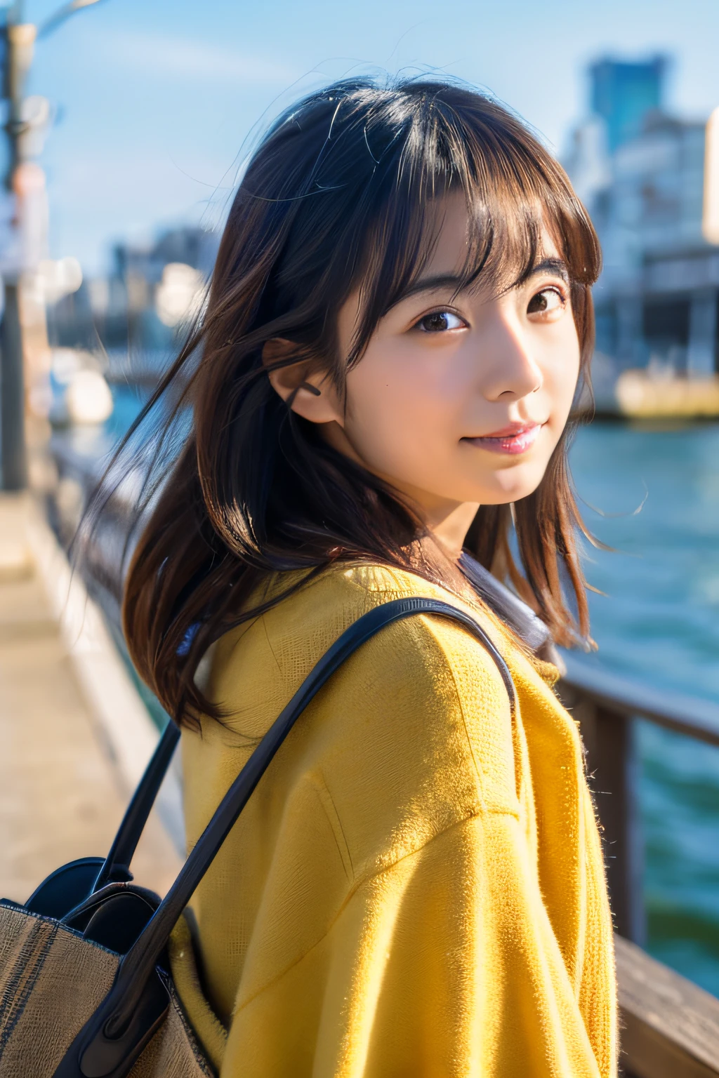 (Best Quality,8k,Absolutely beautiful:1.2)、(cute Japanese girls:1.8、Perfect actress),I'm waiting、wharf、