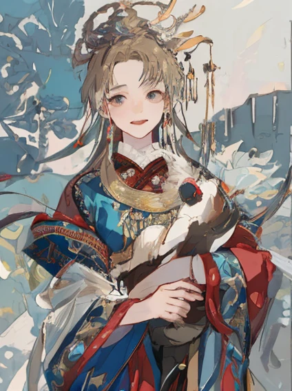 A girl, an illustration of a woman in traditional chinese costume, in the style of anime aesthetic, 32k uhd, blink-and-you-miss-it detail, beautiful, anime-inspired characters, beige and aquamarine, close-up,clear face, clean white background, masterpiece, super detail, epic composition, ultra HD, high quality, extremely detailed, official art, uniform 8k wallpaper, super detail, 32k
