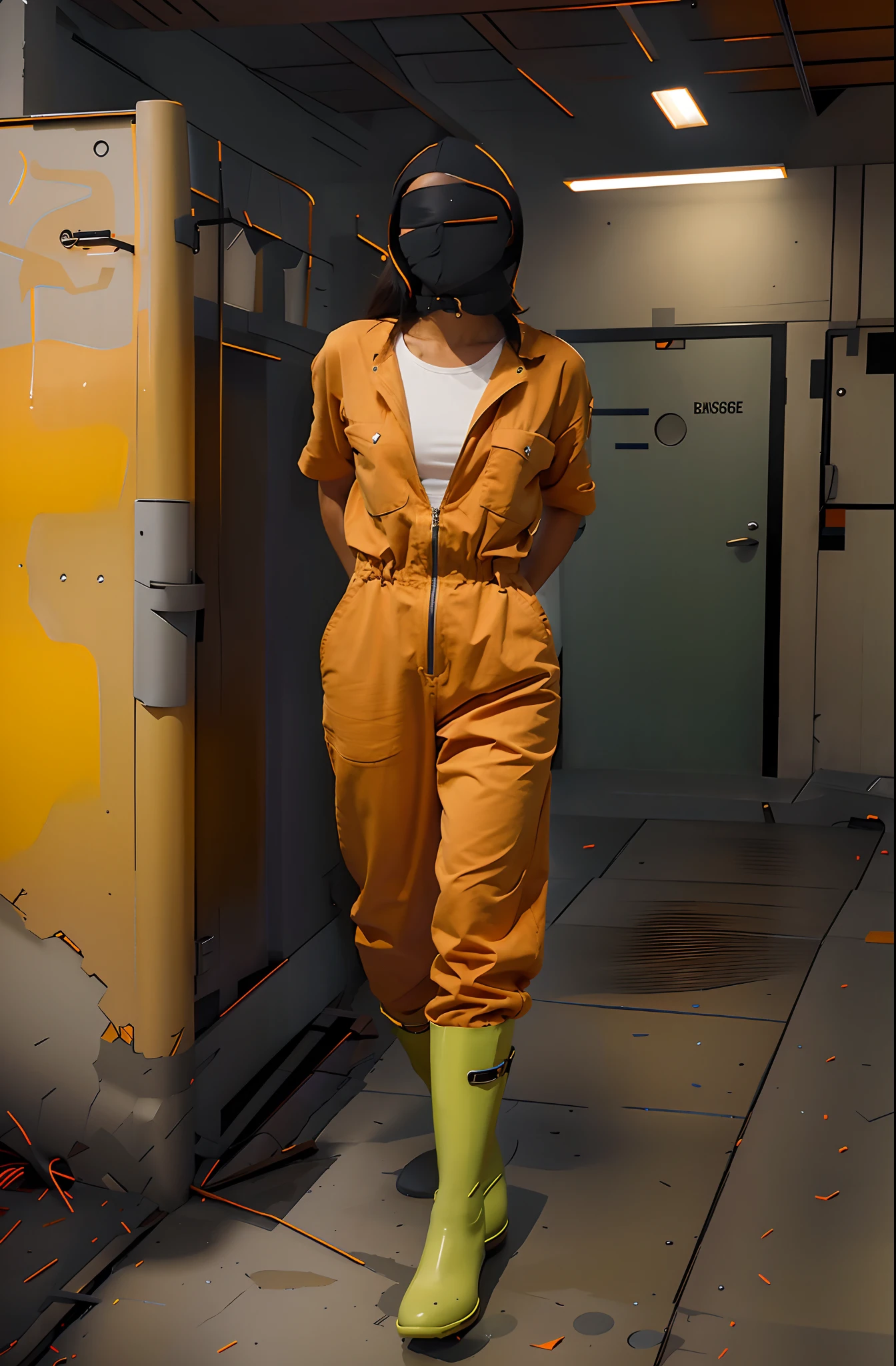 zip her jumpsuit all the way up