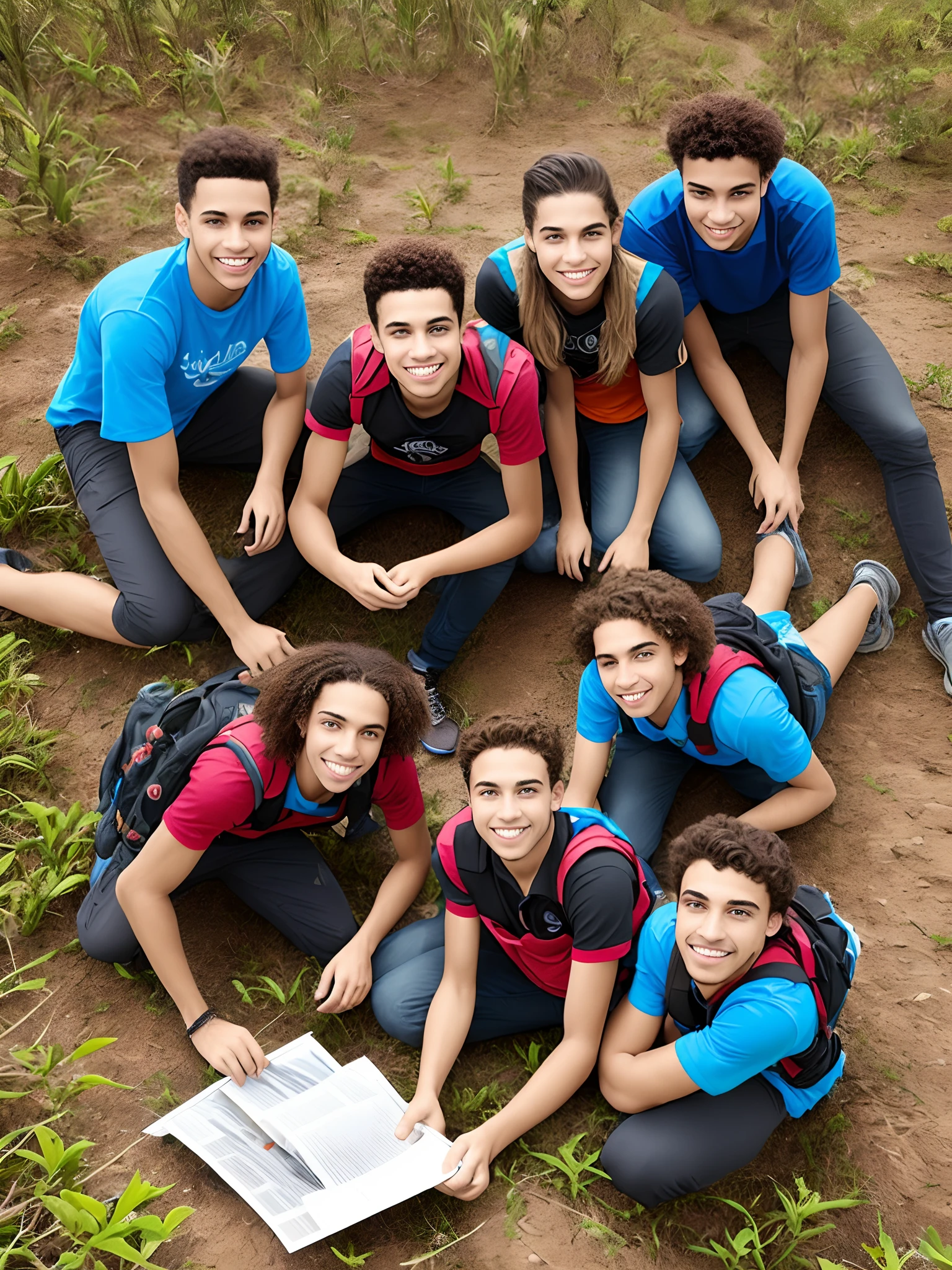 Jovens inteligentes em aventura