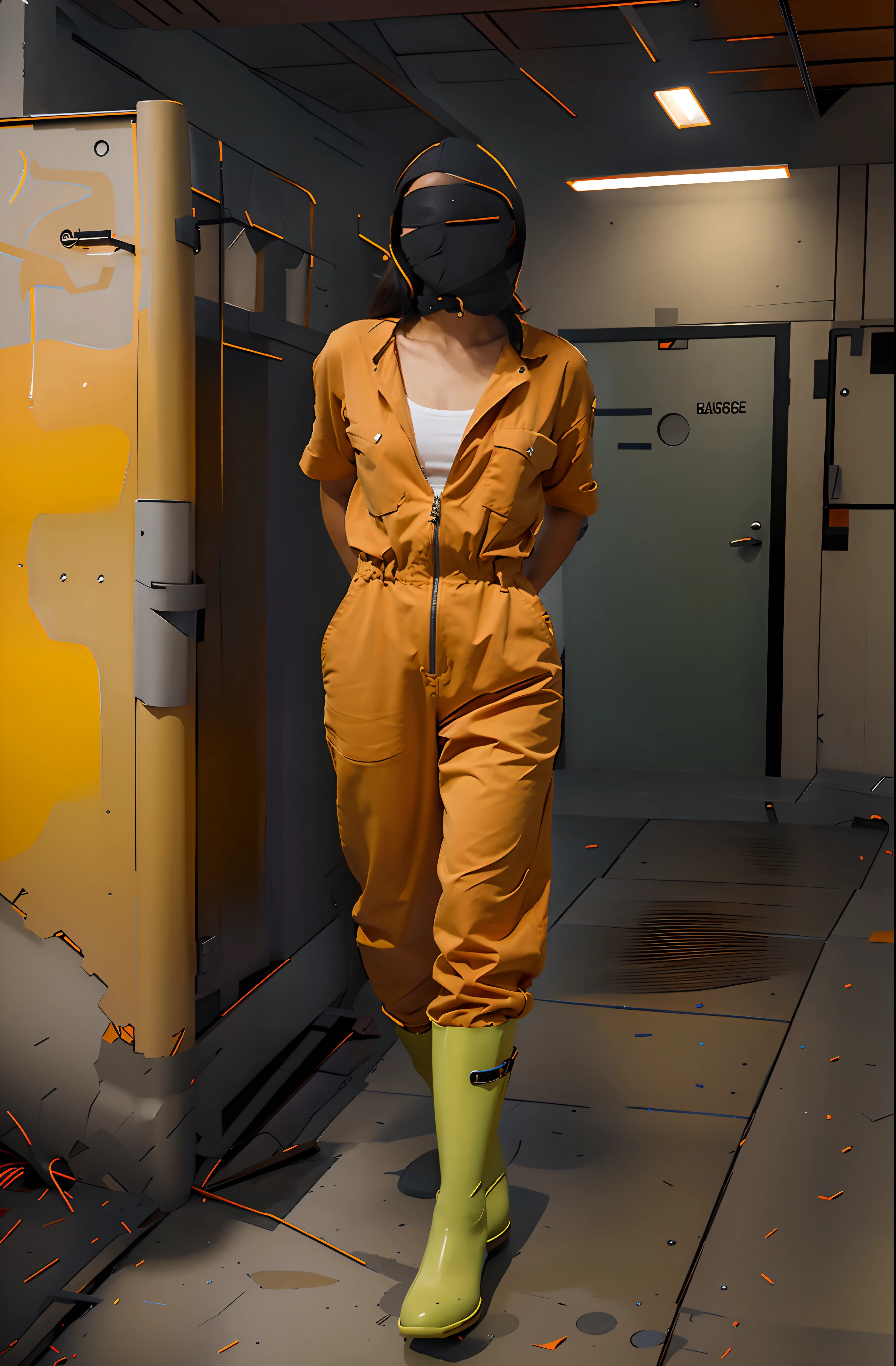 zip her jumpsuit all the way up