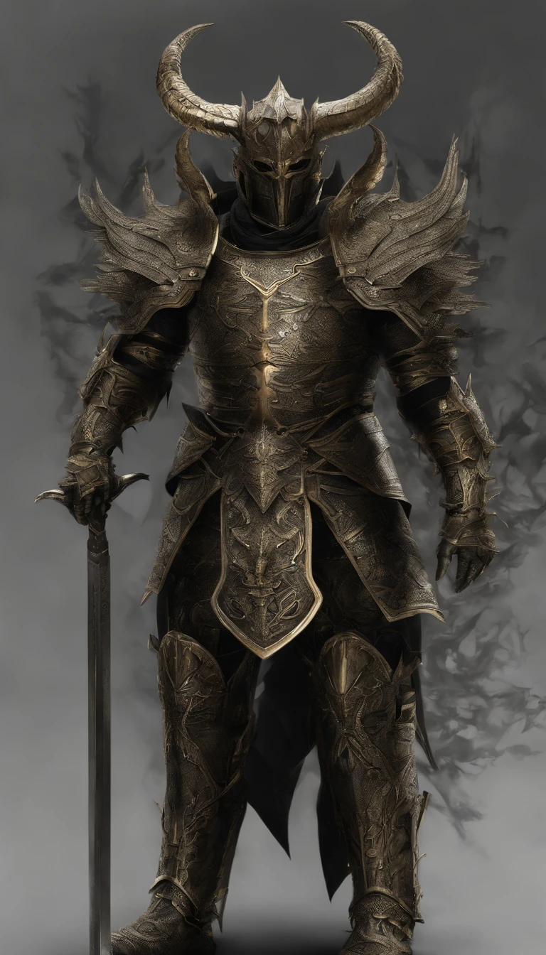 Krieger, konzept-kunst, Verfasser:Kishiganku, Fantasy-Kunst, Zen-Tempel-Hintergrund, Sauberes Rendern, A horned, Wear armor, Detaillierter Bushido-Form-Rauch, Helm einer vergessenen Gottheit, Charakter steht, 8k realistisch, Rendern im Spiel, Detaillierte Details zum Gesichtshintergrund, Titelseite des Kunstbahnhofs, Stier, Pseudo-mittelalterliche Fantasy, A deity in koi armor, Detailed bronze armor, Bronze Armor, Golden Etched Armor, Golden Obsidian Armor, Light Golden Armor, Beautiful filigree armor, A Demonic Warrior, Beautiful armor full of thorns, Intricate Assasin Armor, Intricate Metal Armor, Mighty Warrior, Dressed in beautiful golden armor,Verziert mit komplizierten Mustern, The helmet has a large crown and two horns,Gloomy eyes glow red, Alles tappt im Dunkeln, Der rauchige Hintergrund deutet auf die Kampfszene hin, Add an ominous aura to his character,The Demon's Giant Demon Wings,Unterwerfung, full-body shot.