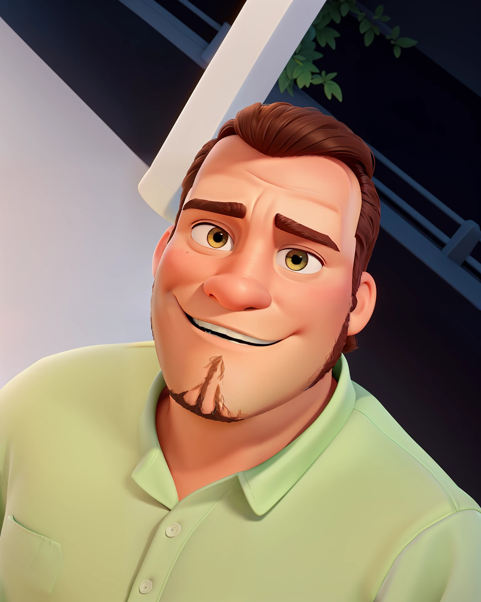 Homem de 20 anos , Disney Pixar poster style in high resolution. Que usa barba.